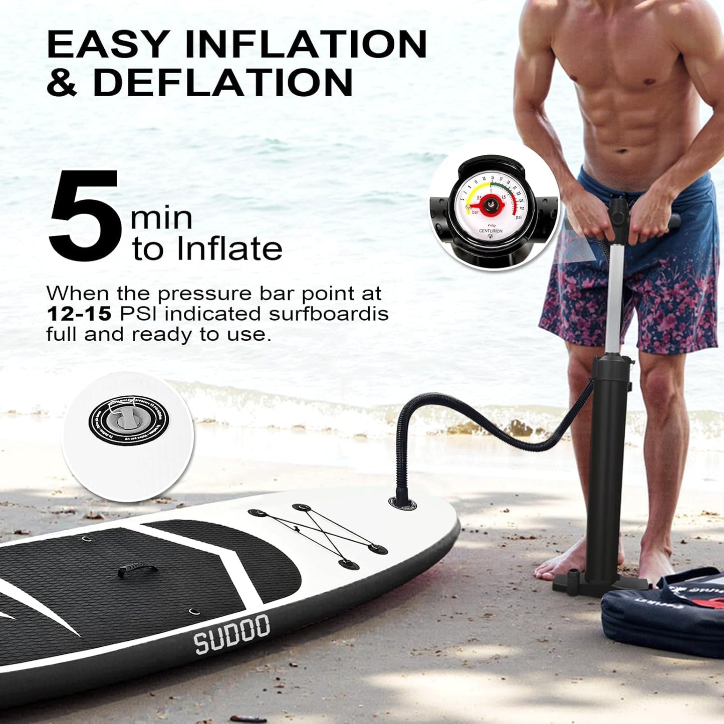 Inflatable Stand Up Paddle Board 10βx30ββ- Ultra-Light SUP with Backpack, Pump, Paddle, Coil Leash, 3 Fins, Repair Kit, Stable Design, Non-Slip EVA Deck for Adults & Youth