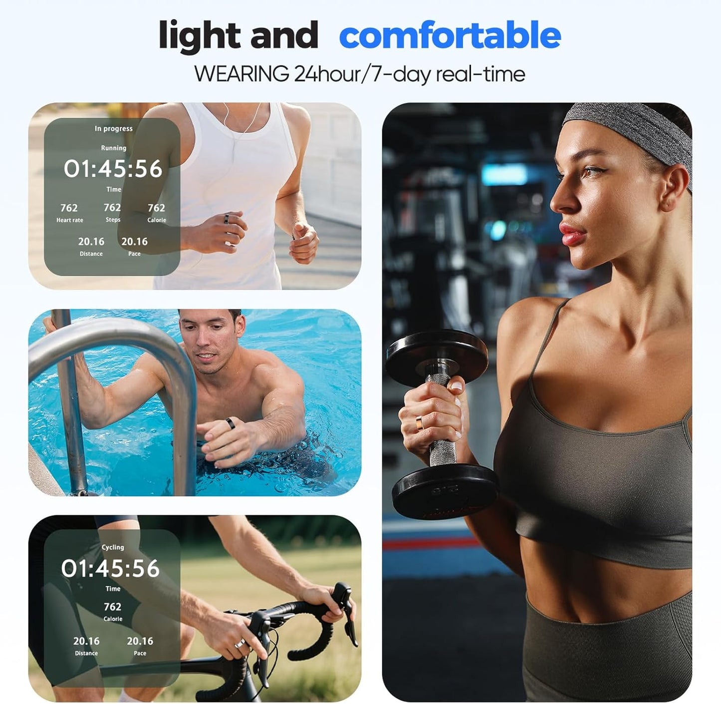 Smart Ring with Sleep Monitoring, No APP Subscription, 10-Day Battery Life, Stress/Heart Rate/Women's Health Tracker, Android & iOS Compatible (Black, 12)