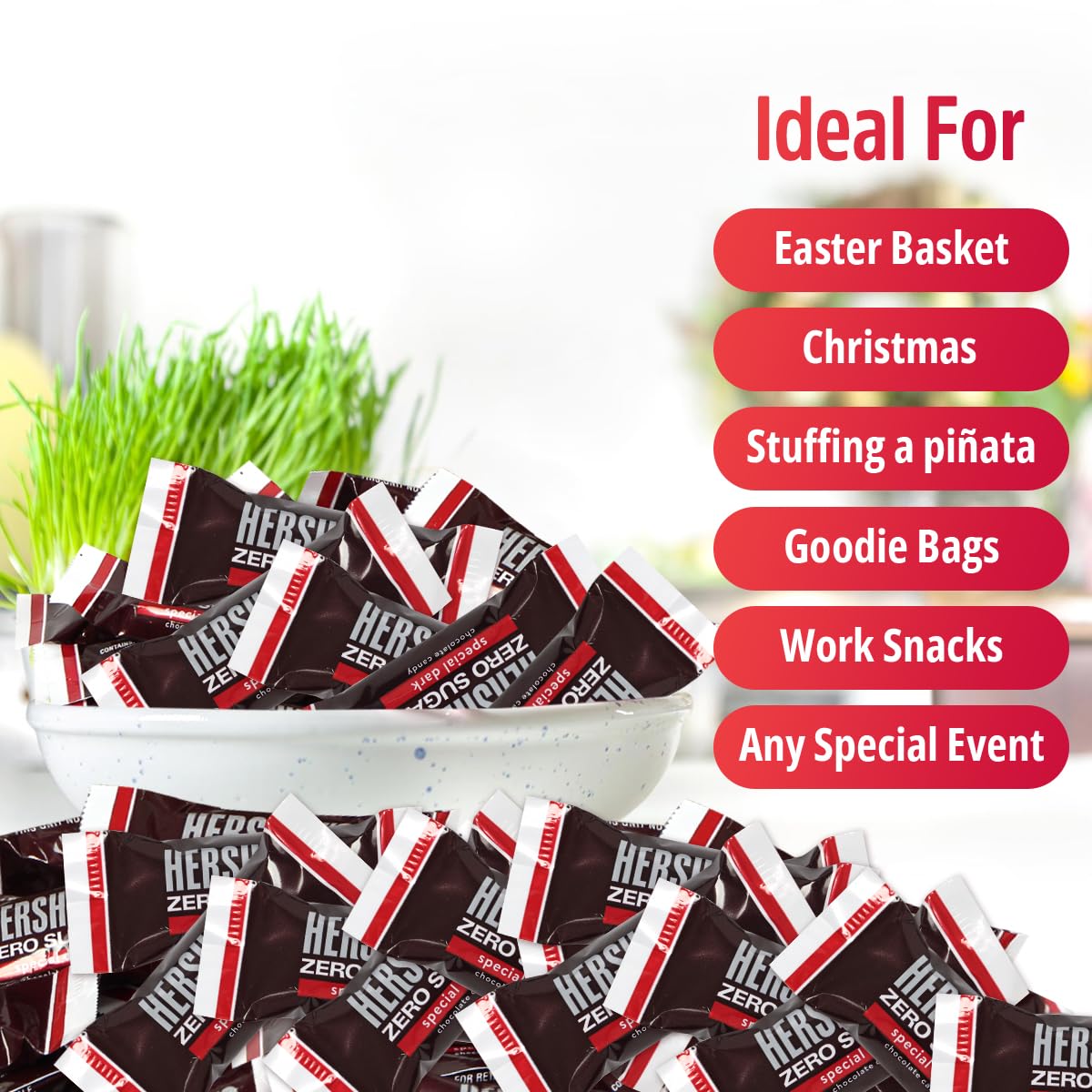 Zero sugar - 2 pounds - Special Dark Chocolate Candy Bulk Pack Individually Wrapped Sugar Free Chocolate Candy Bar Snack Size for Office Cravings.