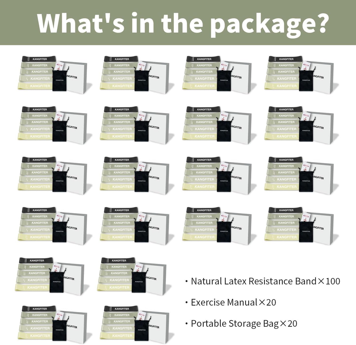 100 PCS Bulk Resistance Bands, Loop Exercise Bands Set for Gym Members Sports Class Students Gift, 5 Pieces Each Set with Storage Bag, Fitness Bands for Outdoor Home Gym Yoga Pilates