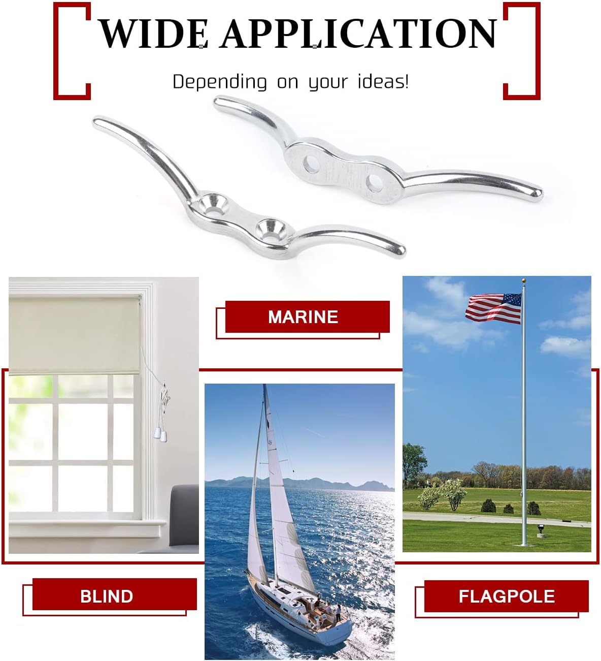 Atibin Deck Hardware Dock Cleats Steel Stainless Kayak Boat Cleat Marine Mooring Heavy Rope Cleat Base