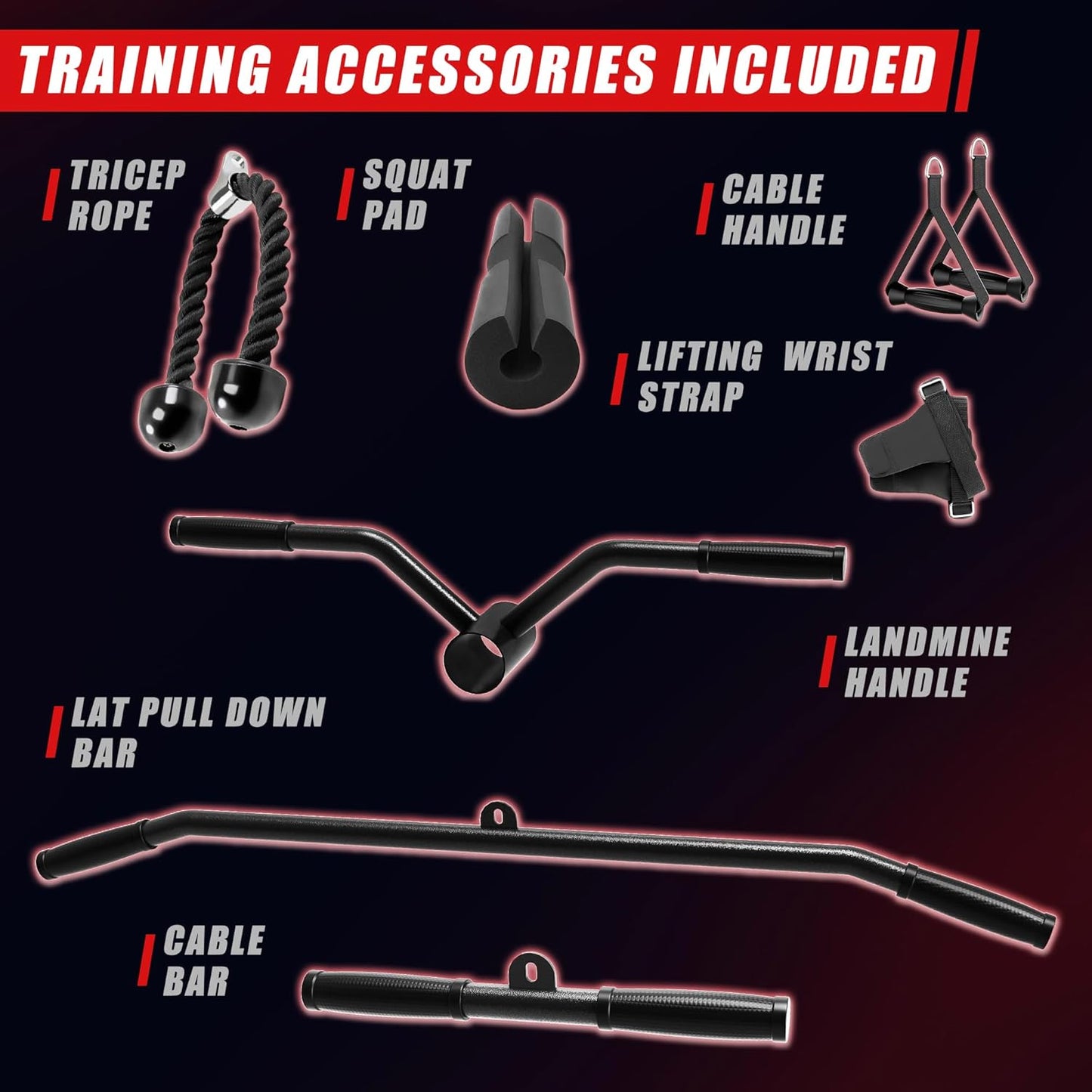 Wall Mounted Power Rack – 1600LB Capacity Compact Commercial Home Gym with Dual Cable Crossover, LAT Pulldown, Multi-Grip Pull-Up Bar & Landmine Attachment for Small Spaces, P67 Striker Red