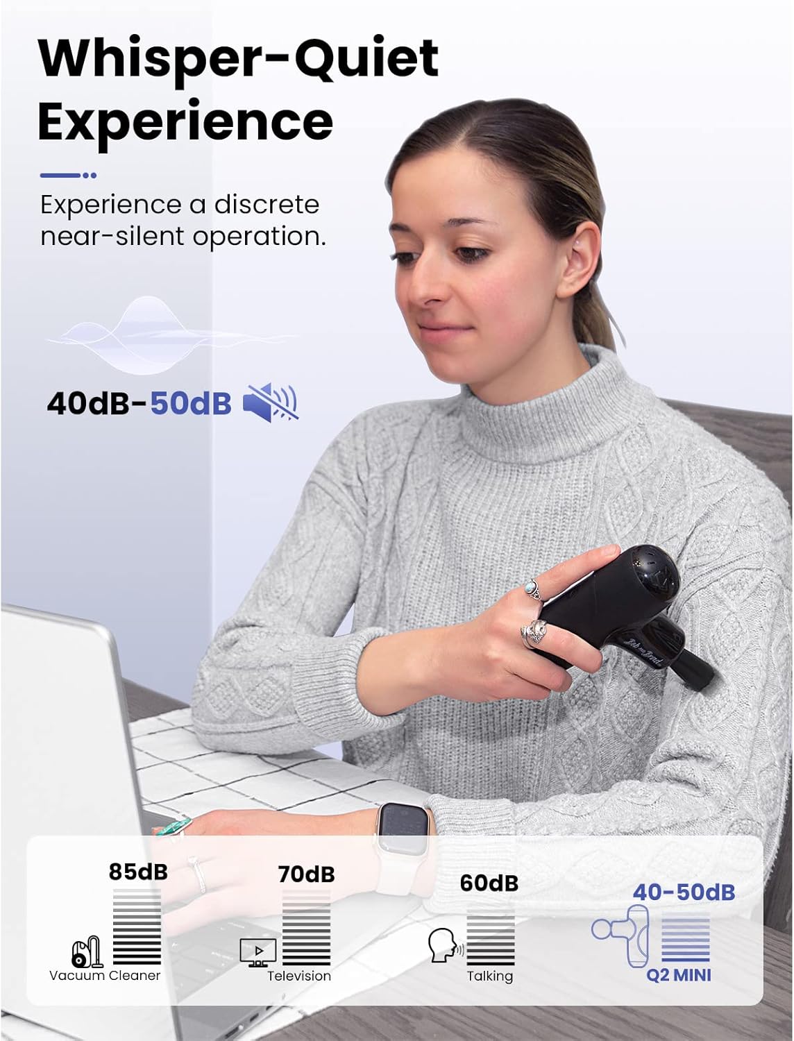 BOB AND BRAD Q2 Mini Massage Gun, Pocket-Sized Deep Tissue Massager Gun, Portable Percussion Muscle Massager Gun, Ultra Small & Quiet Muscle Massage Gun with Carry Case, Home Gym Travel, Black