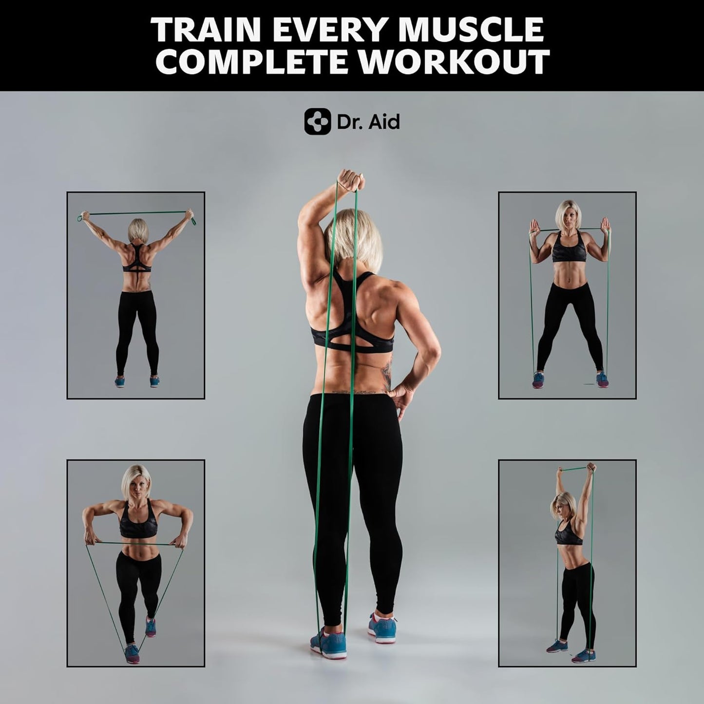 Dr. Aid Pull Up Resistance Bands Set – Elastic, Smell-Free Premium Latex Exercise Bands for Men & Women, Tear-Resistant Workout Bands for Full-Body Strength Training, Physical Therapy, Yoga, Pilates