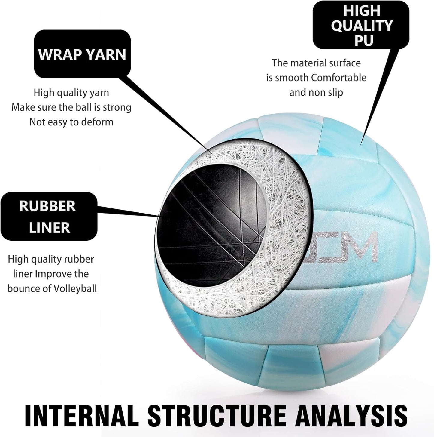 EVZOM Super Soft Volleyball Beach Volleyball Official Size 5 for Outdoor/Indoor/Pool/Gym/Training Premium Volleyballs Equipment Durability Stability Sports Ball