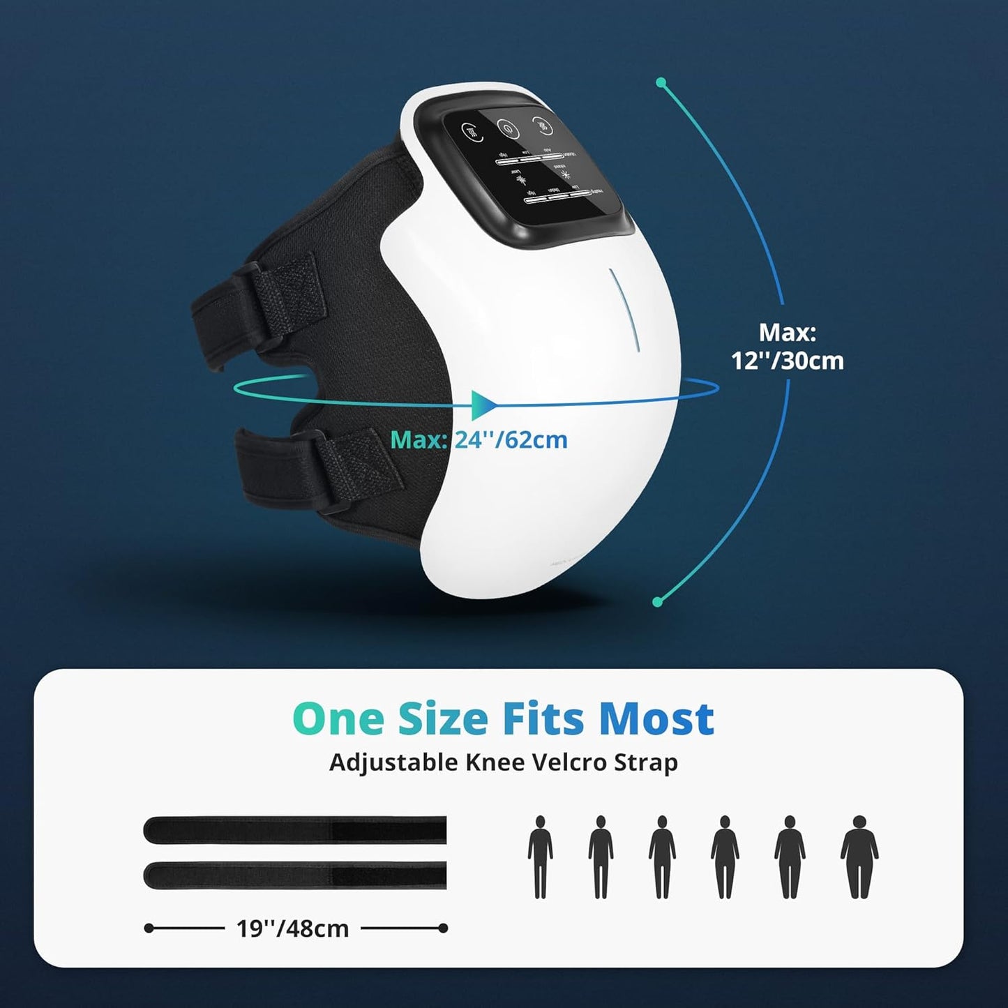 Medcursor Knee Massager with Heat, Cordless Heated Knee Massage for Pain Relief with 3 Heating Levels, 3 Vibration Modes, LED Screen, Adjustable Straps, Gift for Men and Women