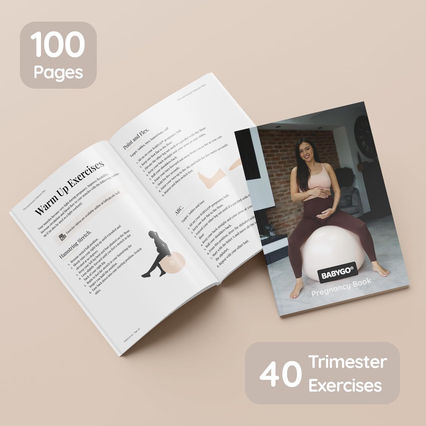 BABYGO® Birthing Ball for Pregnancy & Labor + Our Award Winning Book - Exercise, Birth & Recovery Plan, 5X Stronger Than a Yoga Ball with Eco Friendly Material