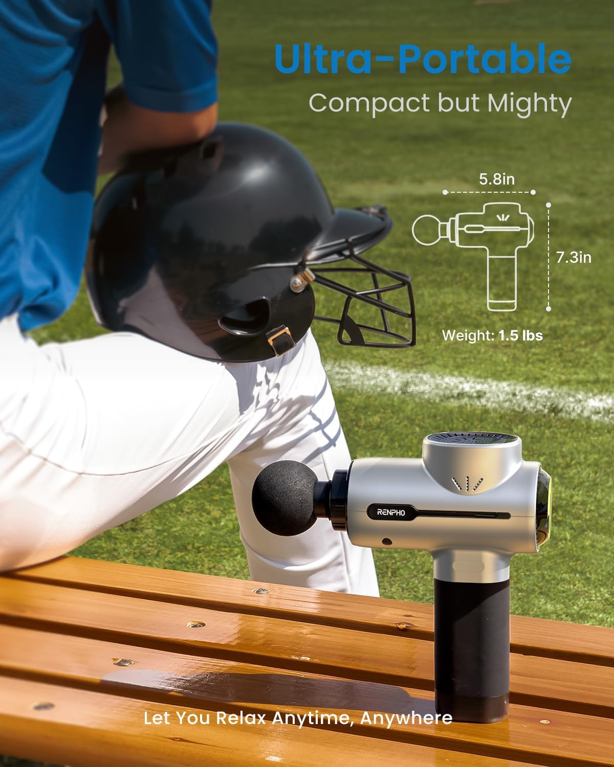 RENPHO Massage Gun Deep Tissue, Portable Percussion Massager for Back and Neck, Gifts for Men and Women, Handheld Device with Carry Case, Active