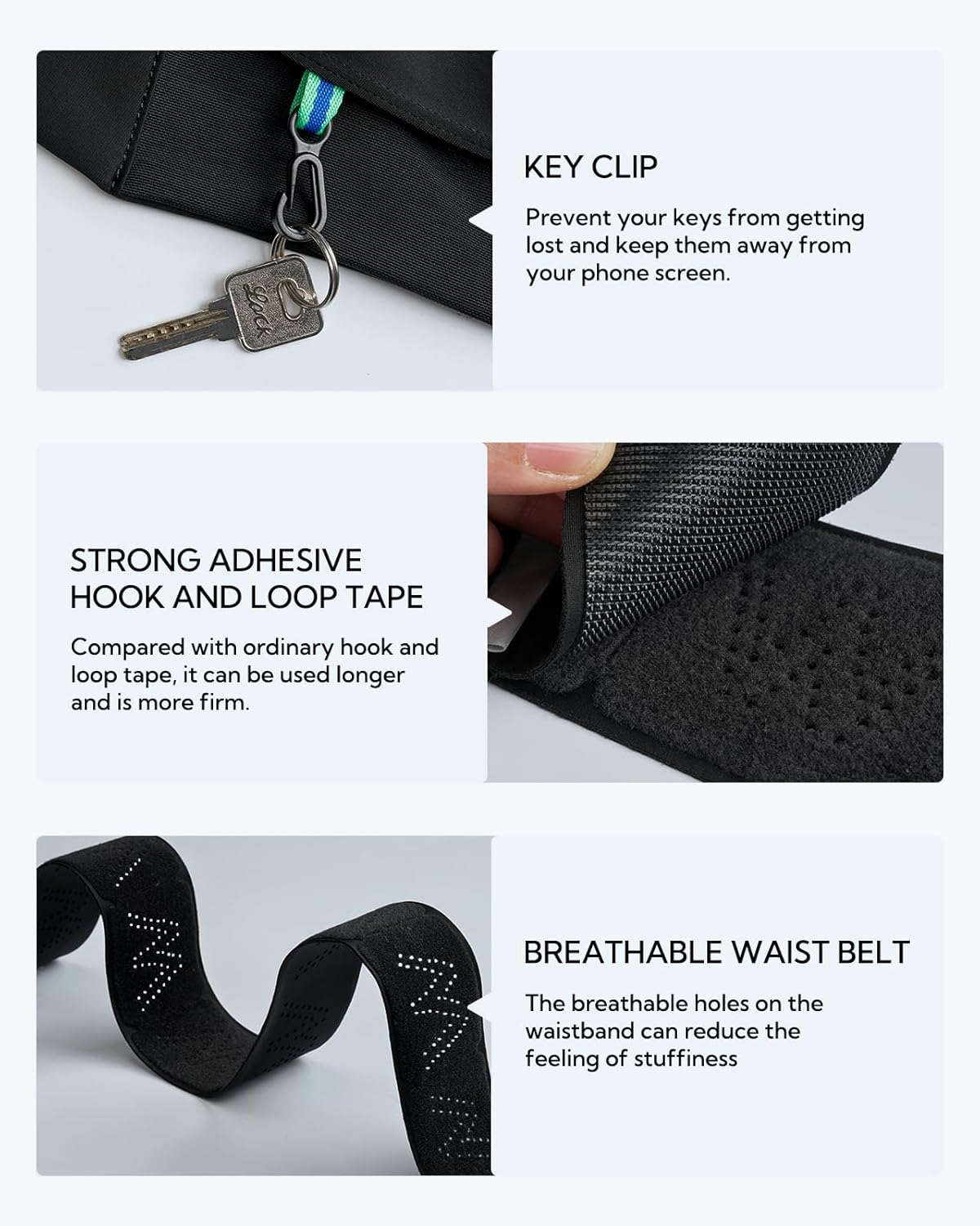 WATERFLY Running Belt Fanny Pack: Slim Waist Bag for Men Women, Workout Fitness Phone Holder for Exercise Marathon Jogging-Black