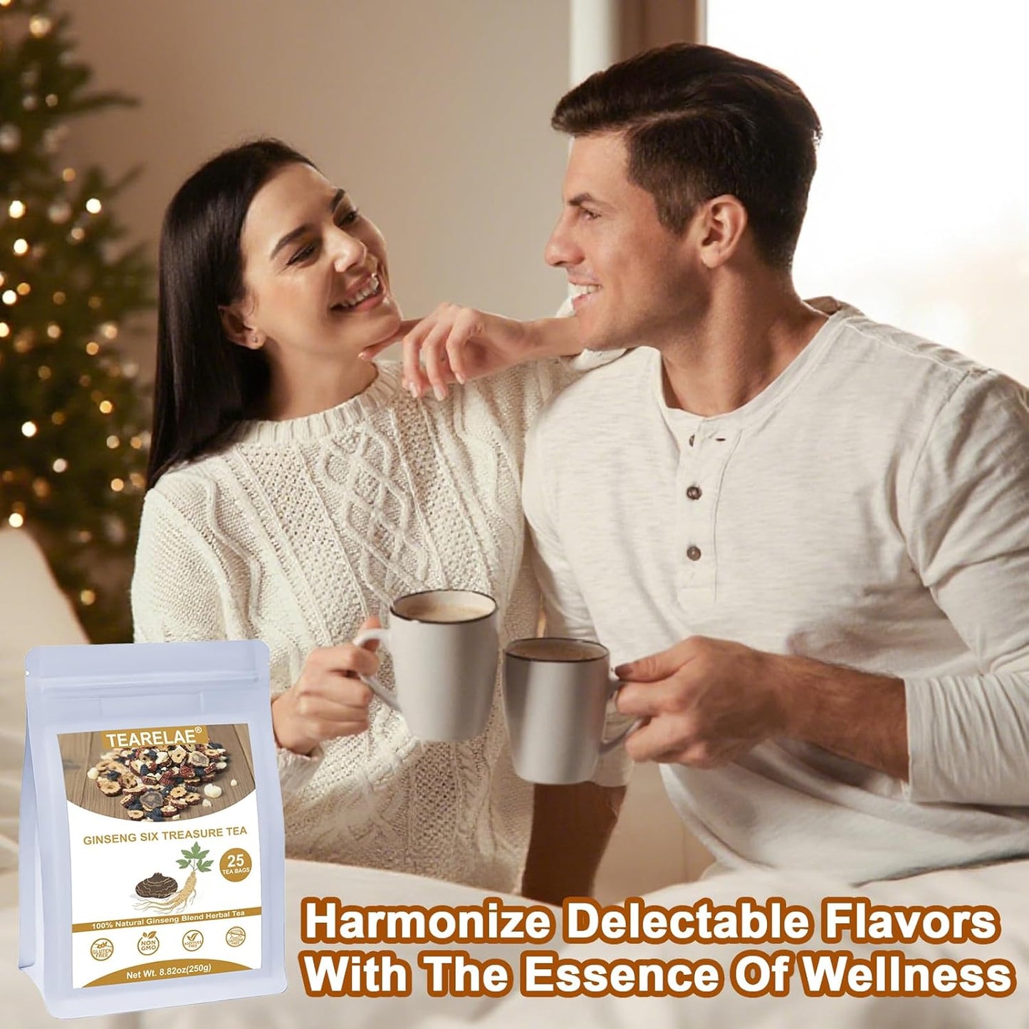 TEARELAE - Ginseng Six Treasure Tea - 10g x 25 Count - Traditional Chinese Herbal Tea for Kidney & Liver Support, 7 Precious Ingredients - Natural Herbal Blend for Daily Wellness - Caffeine-free