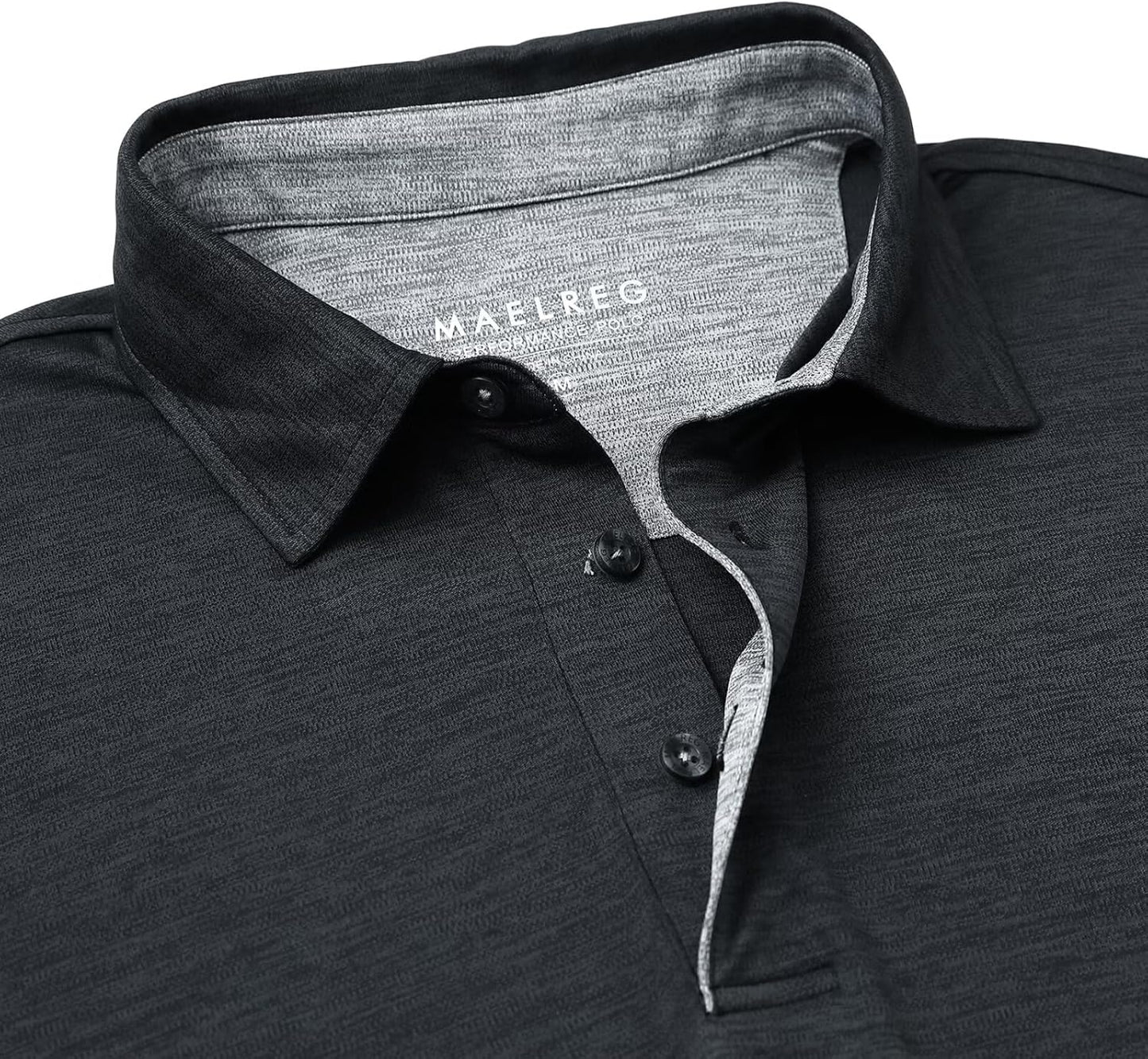 M MAELREG Golf Shirts for Men Short Sleeve Dry Fit Casual Striped Performance Moisture Wicking Collared Mens Polo Shirts