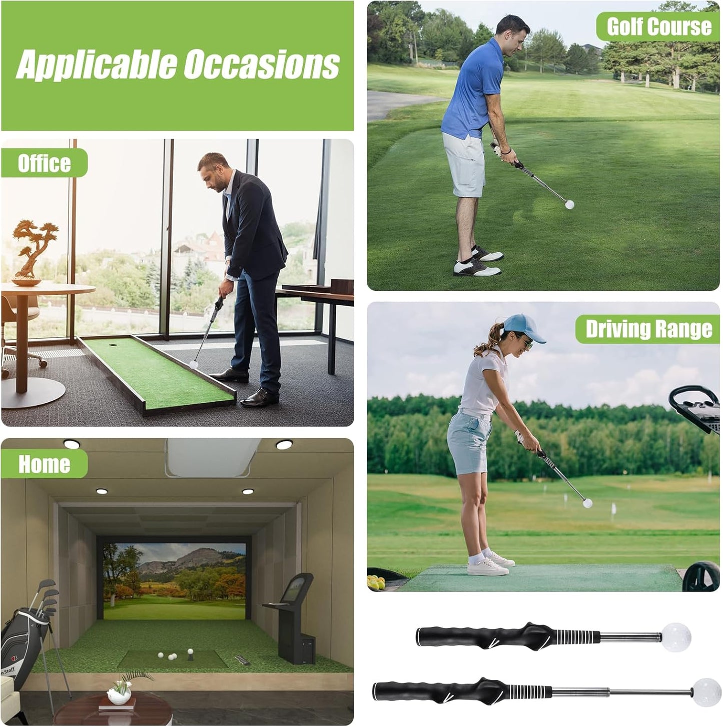 Golf Swing Trainer, Retractable Golf Grip Traine and Left-Handed Golf Swing Training Aid for Chipping Hitting, Ideal Golf Training Aid with Arm Band for Men and Women
