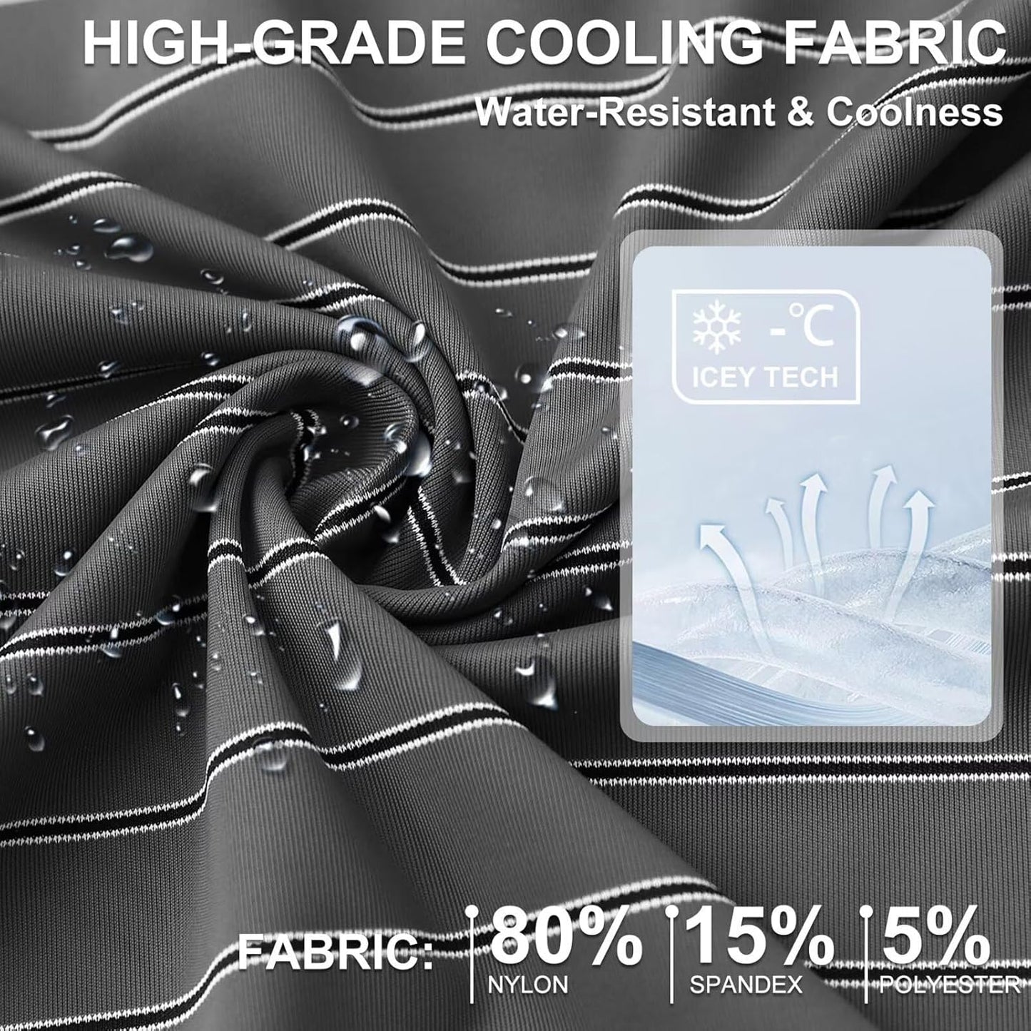 M MAELREG Mens Striped Golf Shirts Short Sleeve Silk-Like Touch Water-Resistant Breathable Soft Collared Polo Shirts for Men