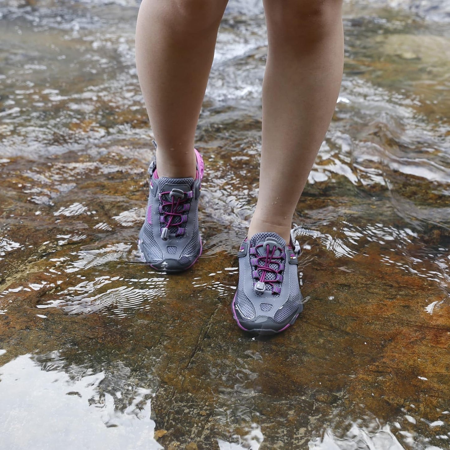 HUMTTO Women's Amphibious Water Shoes - Closed Toe Hiking Sandals Summer Outdoor Water Sandal Non-Slip River Shoes Quick Drying Aqua Shoe