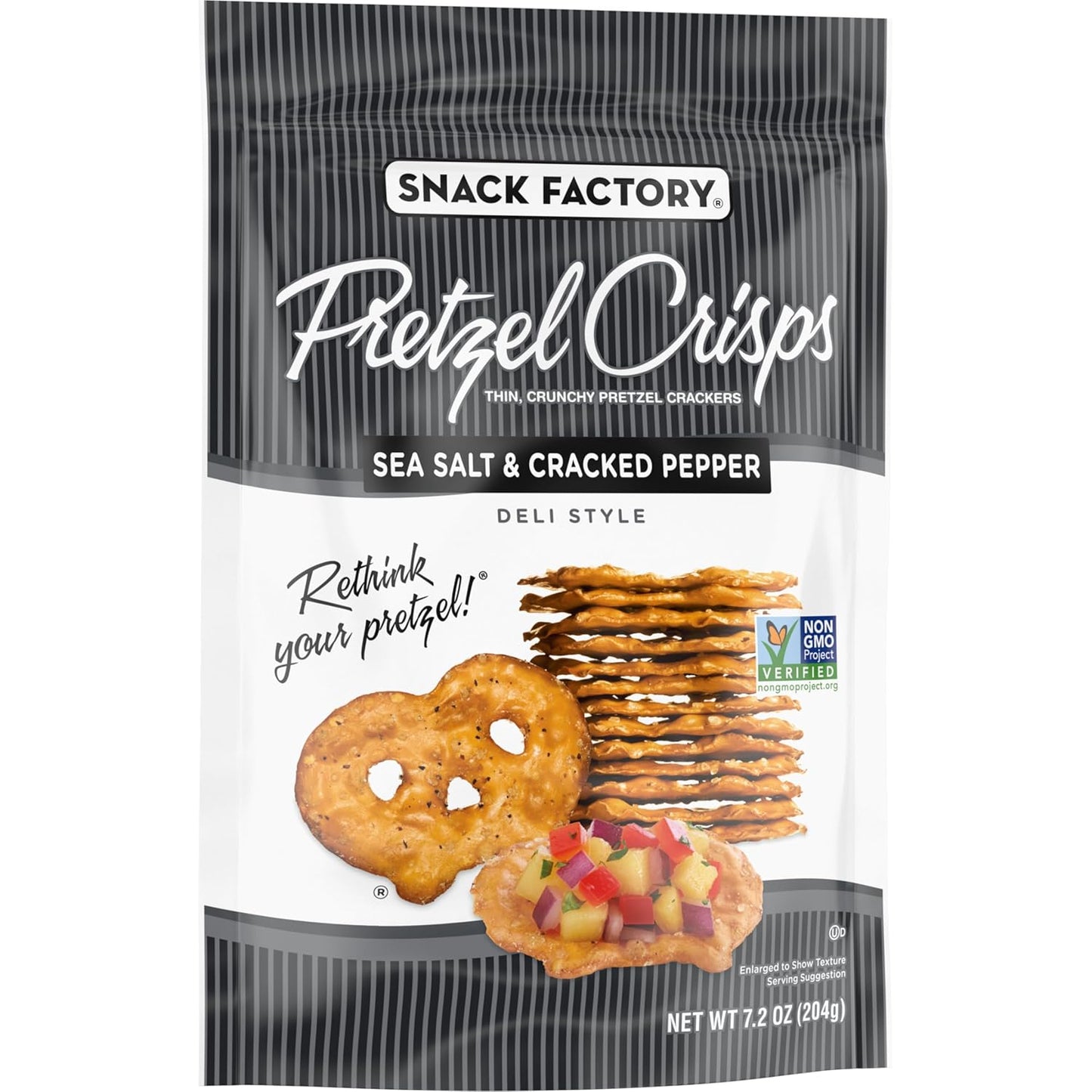 Snack Factory Pretzel Crisps, Sea Salt & Cracked Pepper, 7.2 Oz