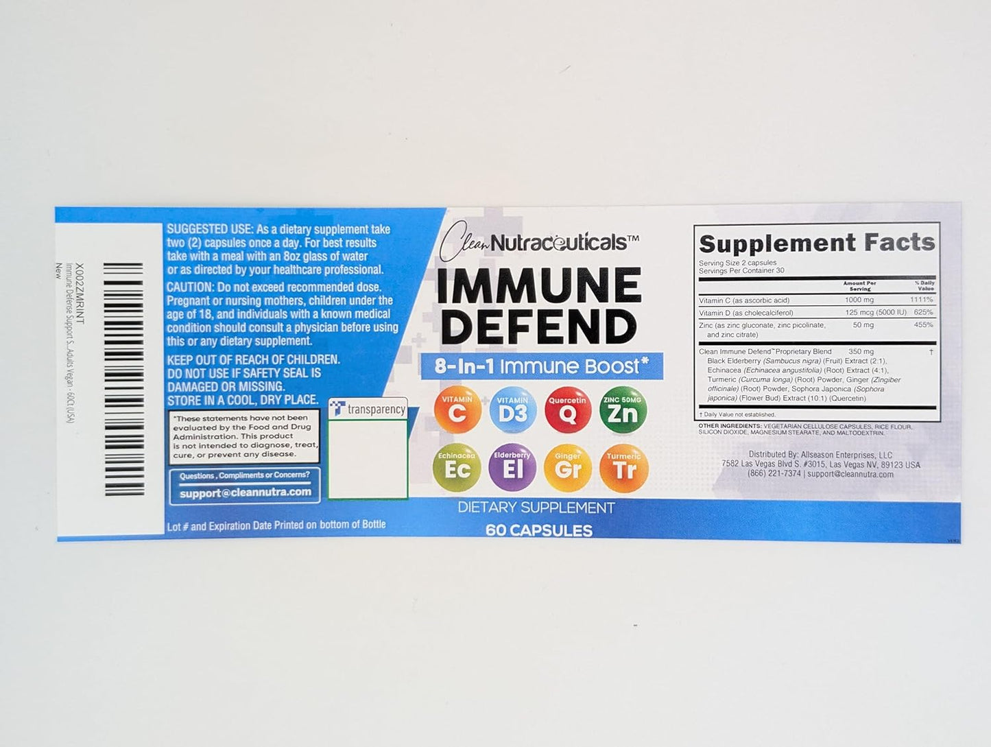 Immune Defense Support Supplement 8 in 1 w/ Zinc 50mg Quercetin, Vit C 1000mg, Vitamin D3 5000 IU, Elderberry, Turmeric Curcumin, Ginger, Echinacea - Immunity System Booster Adults Vegan - 60Ct (2)