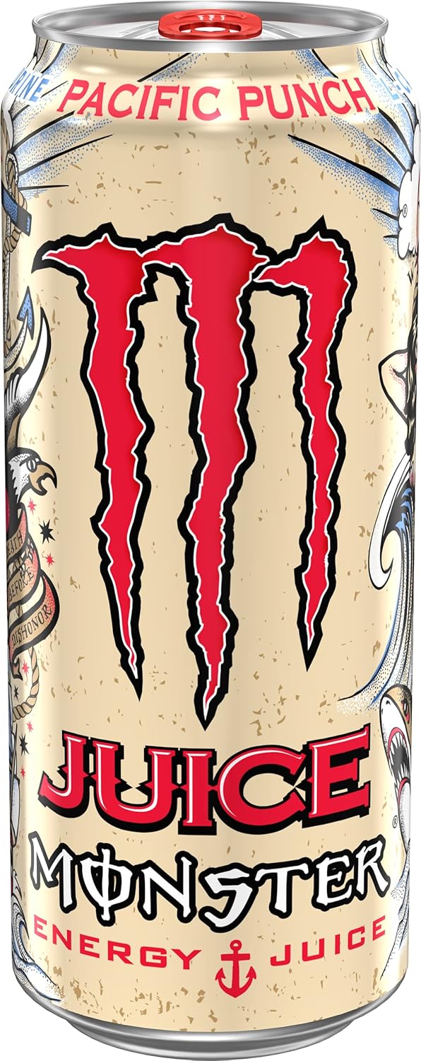 Monster Energy Juice Monster Pacific Punch, Energy + Juice, Energy Drink, 16 Ounce (Pack of 15)