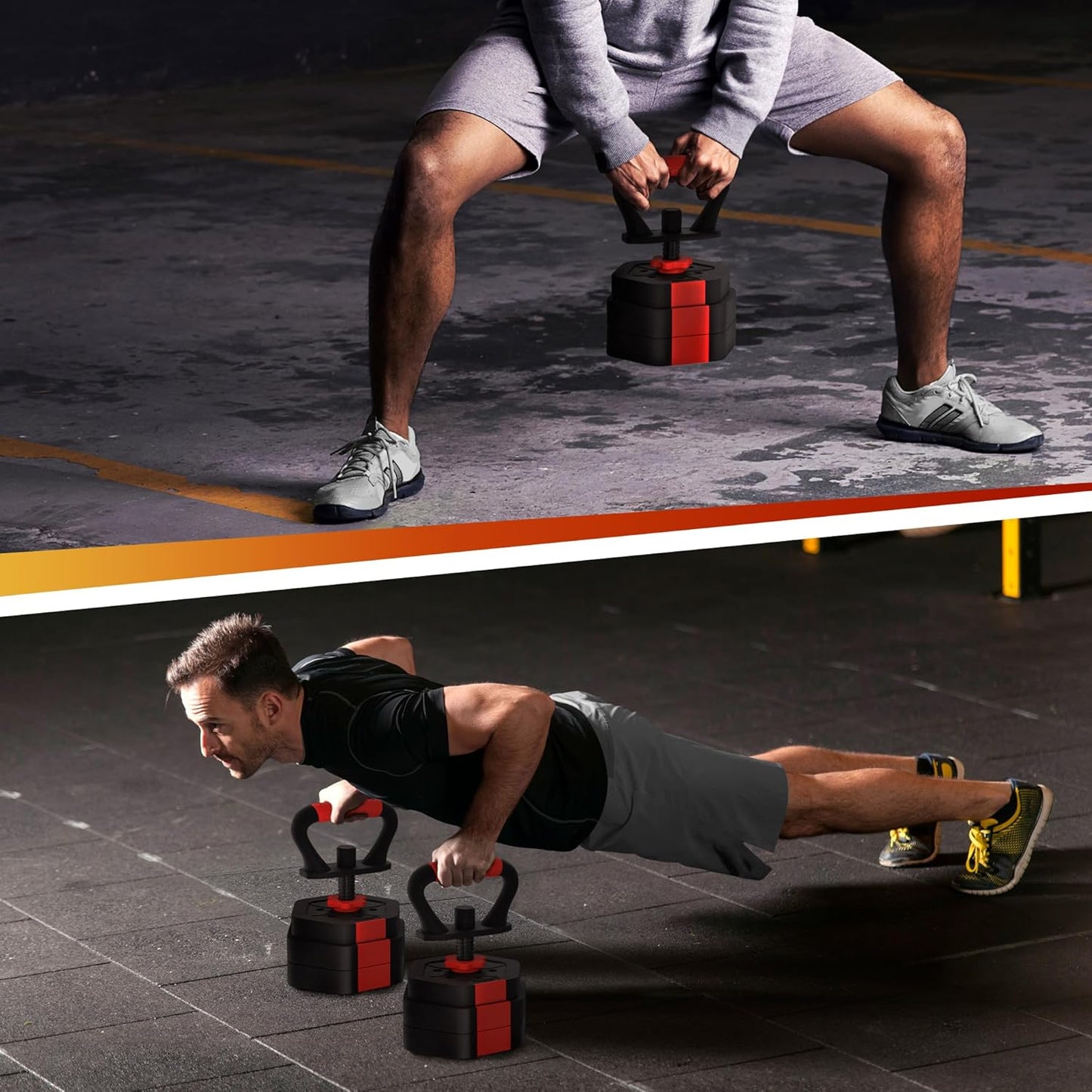 VIVITORY Dumbbell Sets Adjustable Weights, Free Weights with Connector, Non-Rolling Adjustable Dumbbell Set, Barbell for Home Gym, Hexagon, Cement Mixture