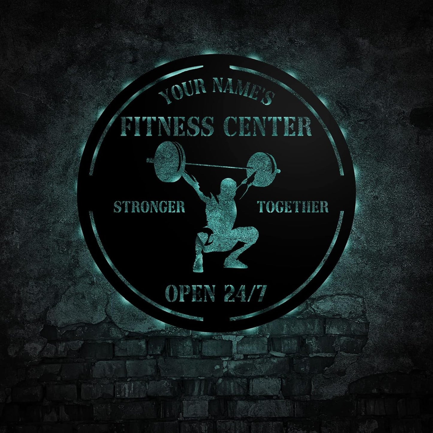 Personalized Home Gym LED Tin Metal Sign Multiple Sizes, Gym Sign Wall Decor, Exercise Workout Room Decor Fitness Center, Motivational Inspirational Hanging Wall Art Wall Plaque (04 w/lights)