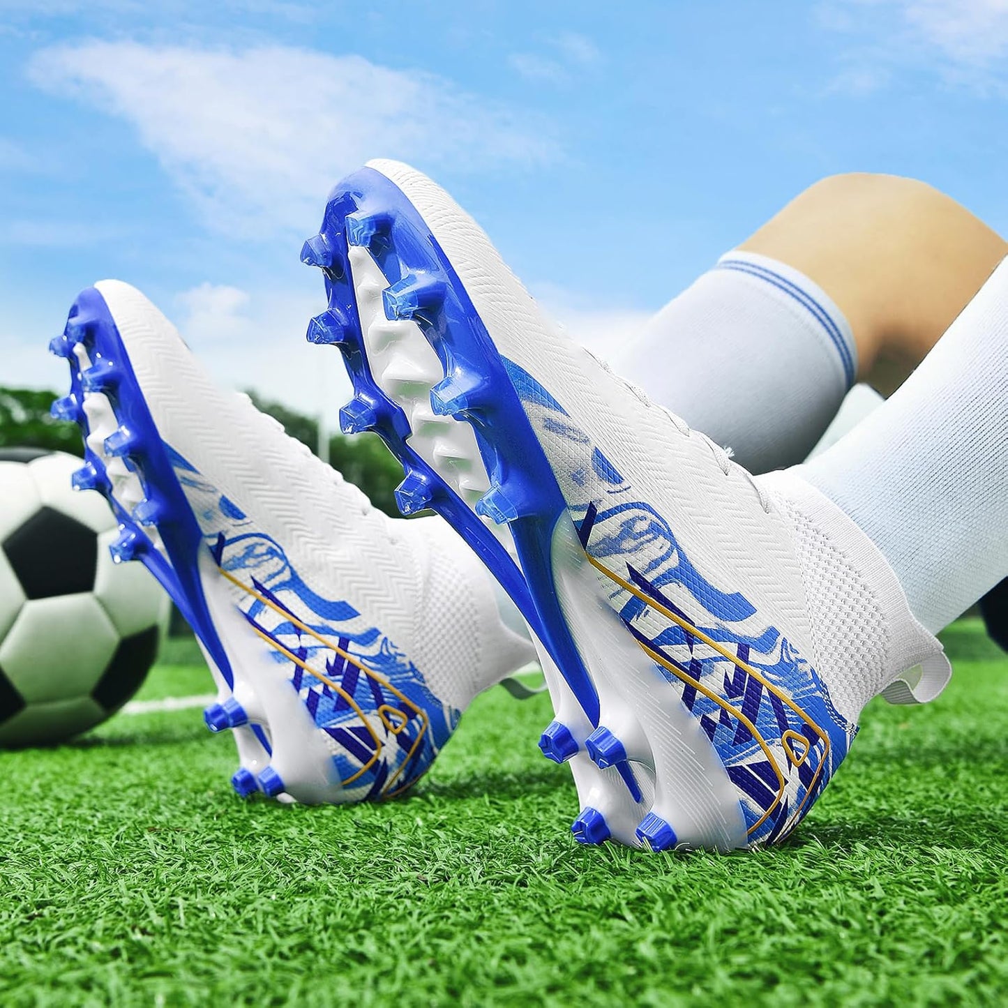 Indoor Soccer Cleats Mens Womens Turf Soccer Cleats Wide Socer Shoes FG AG TF High Ankle Football Boots