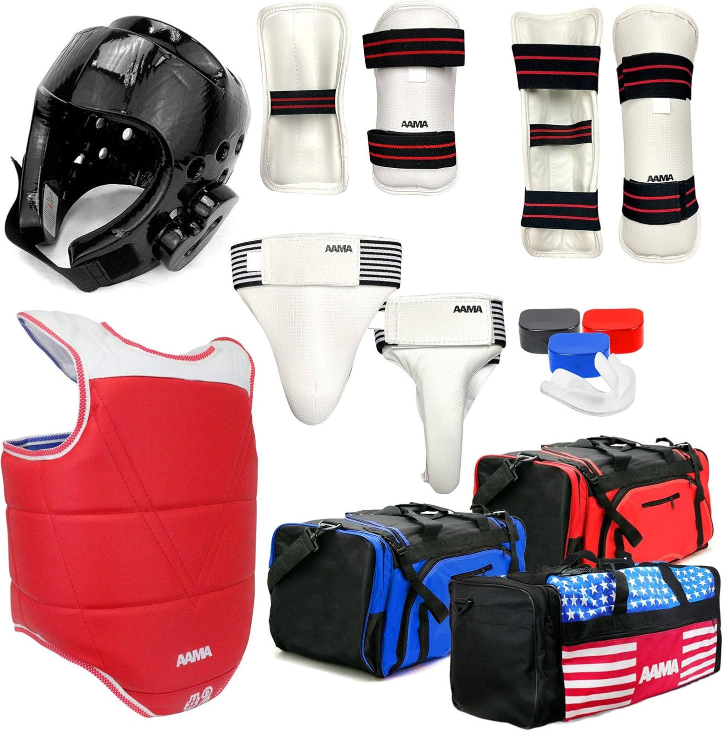 AAMA Complete Taekwondo Sparring Protective Gear Equipment Set - Customizable