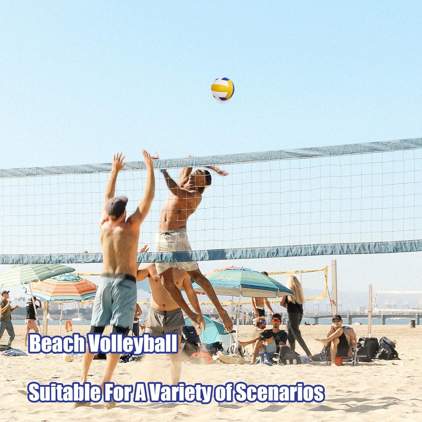 Magicorange Volleyball, 6 Pack Official Size 5 Volleyballs- PU Leather Indoor Outdoor Soft Touch Recreational Volleyballs for Beach Play, Game,Gym,Training -Includes Ball Pump