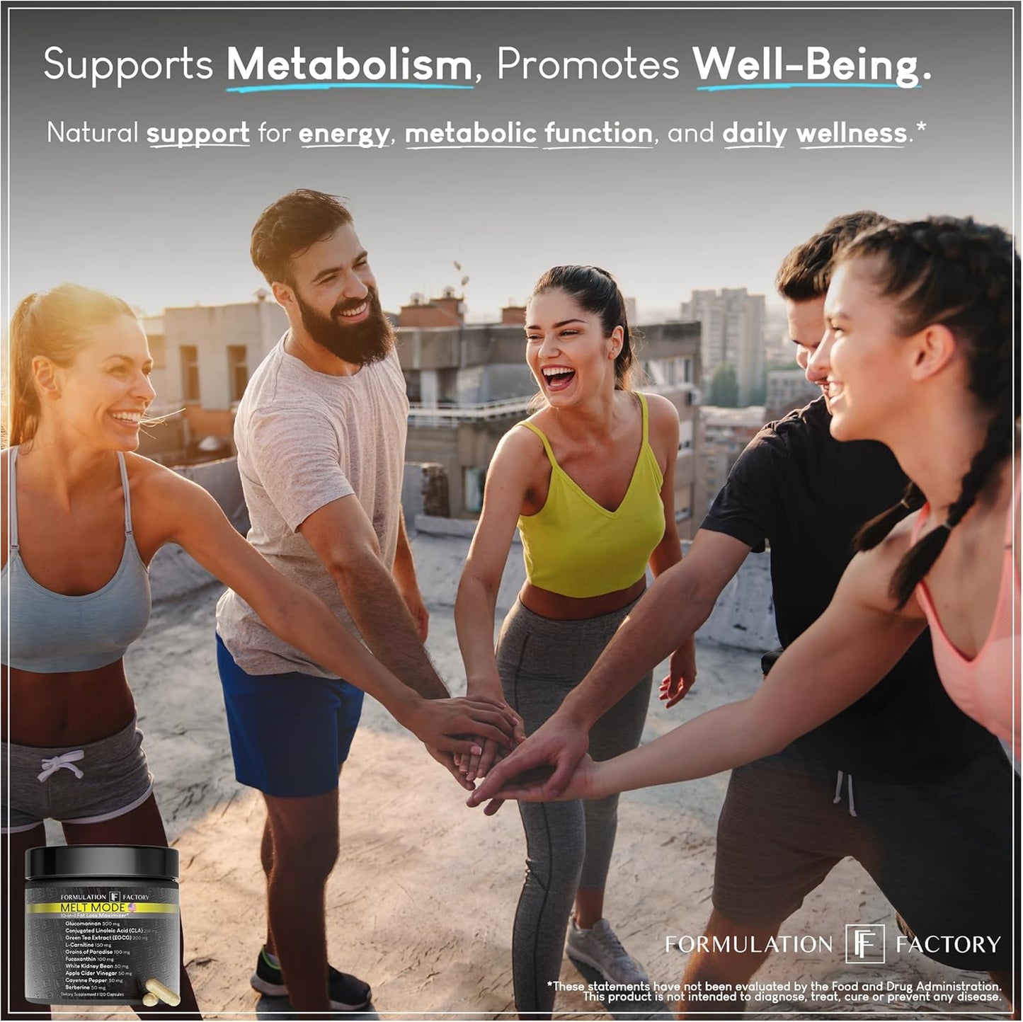 Melt Mode 10-in-1 Wellness Supplement with Green Tea Extract, L-Carnitine, CLA, Glucomannan, Apple Cider Vinegar & More, Supports Metabolism & Energy (2 Month Supply, 120 Capsules)