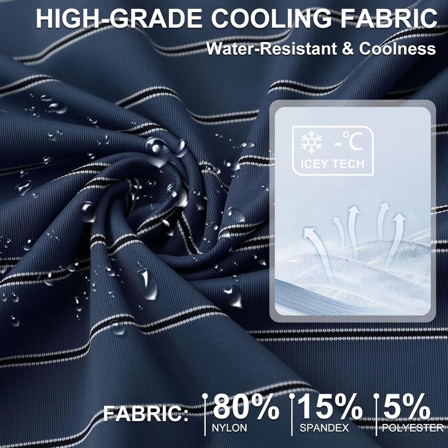 M MAELREG Mens Striped Golf Shirts Short Sleeve Silk-Like Touch Water-Resistant Breathable Soft Collared Polo Shirts for Men