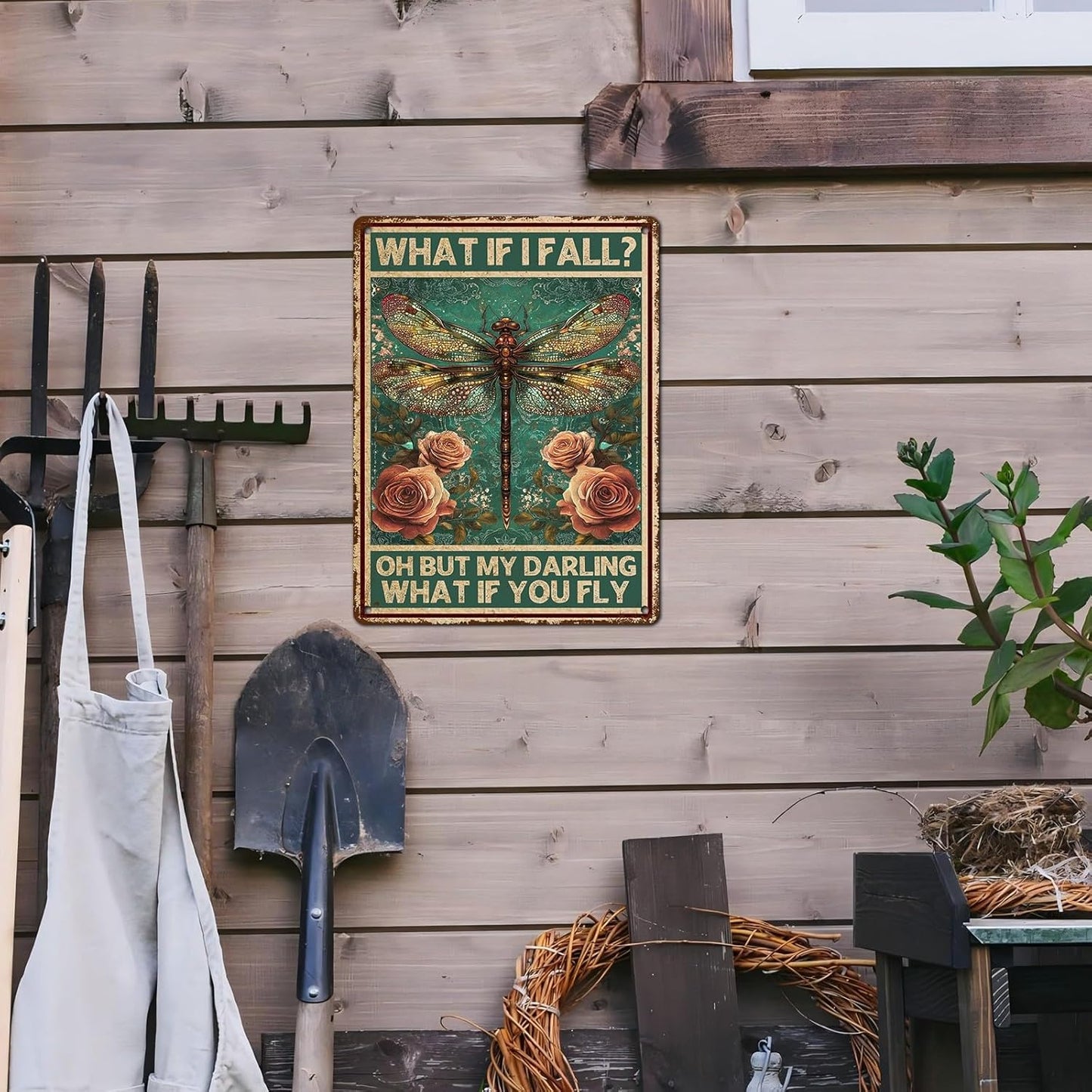 Vintage Tin Sign What If You Fly Tin Sign Metal Wall Decor for Home Office Kitchen Bar Cafe Garden Wall Decor 12 * 16inch