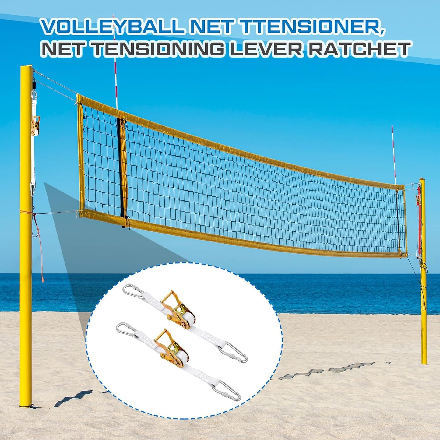 2 Pcs Volleyball Net Ratchet Strap Heavy Duty Net Tensioning Lever Ratchet Volleyball Poles Rope Tightener