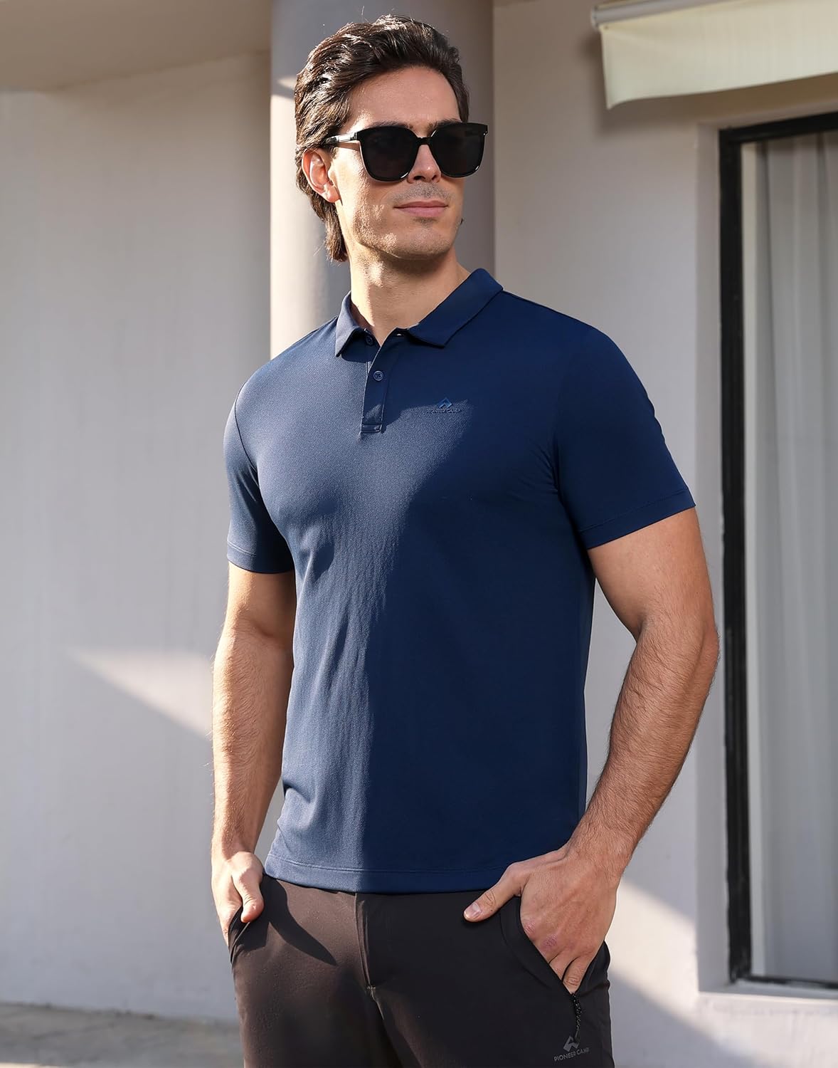 Pioneer Camp Men's Golf Shirt UPF 50+ Quick Dry Polo Shirts Short Sleeve Moisture Wicking Performance Tees Collar Work Shirts