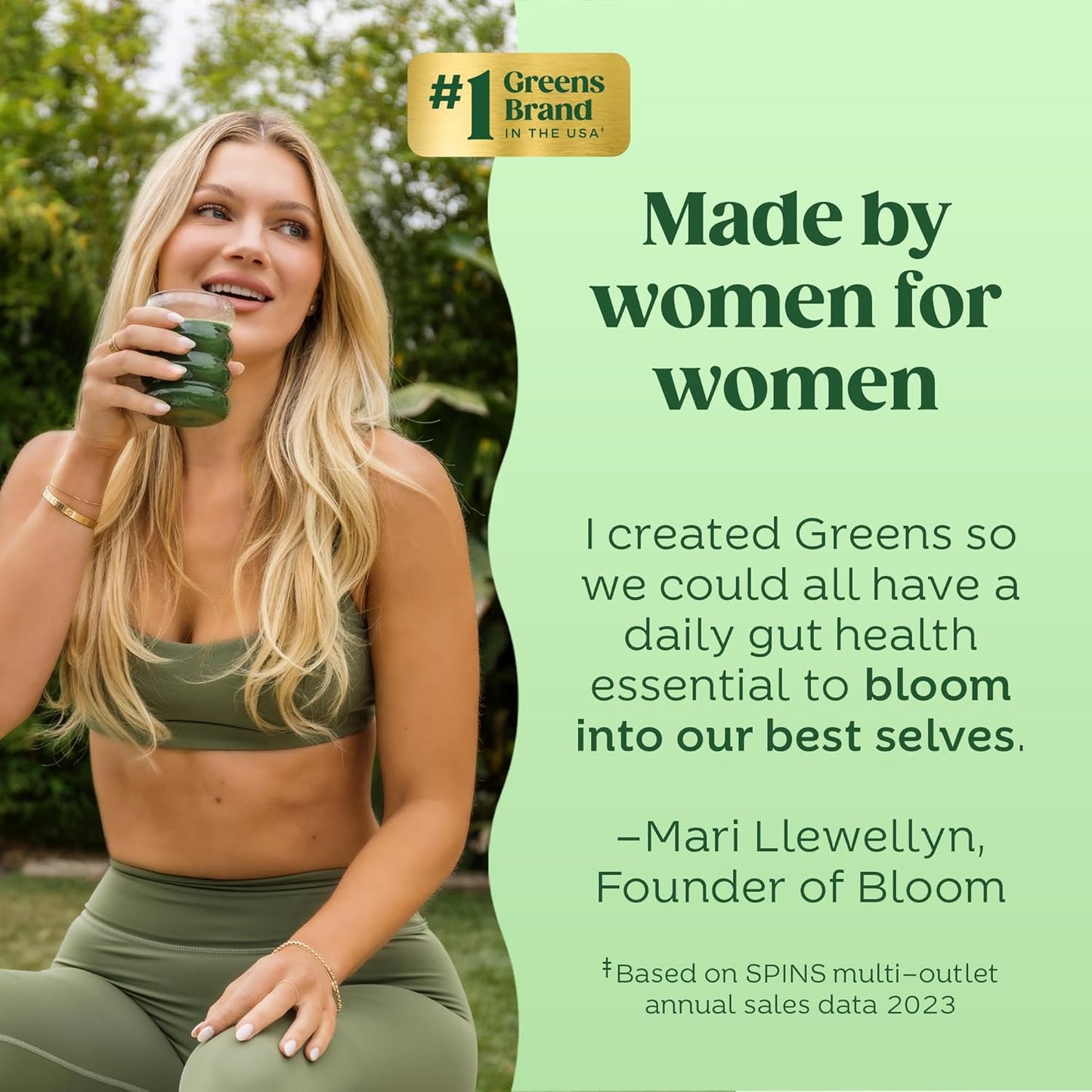 Bloom Nutrition Superfood Greens Powder, Digestive Enzymes with Probiotics and Prebiotics, Gut Health, Bloating Relief for Women, Chlorella, Green Juice Mix with Beet Root Powder, 25 SVG, Apple Cider