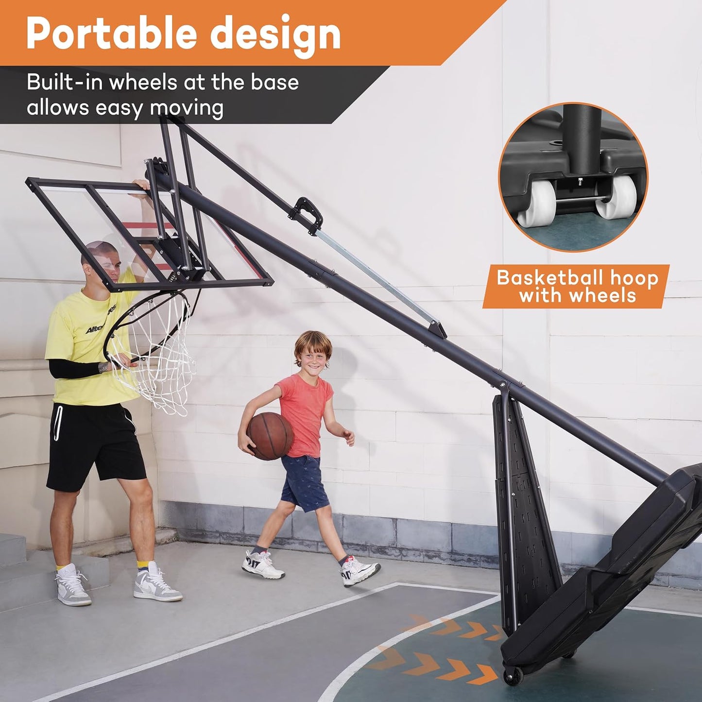 Aimking Basketball Hoop Outdoor 3.3-10FT 5s-Rapid-Adjustable, 40/44 inch Shatterproof Backboard & Enlarged Base, Portable Basketball Hoop & Goal for Kids/Adults/Families in Poolside/Backyard/Indoor