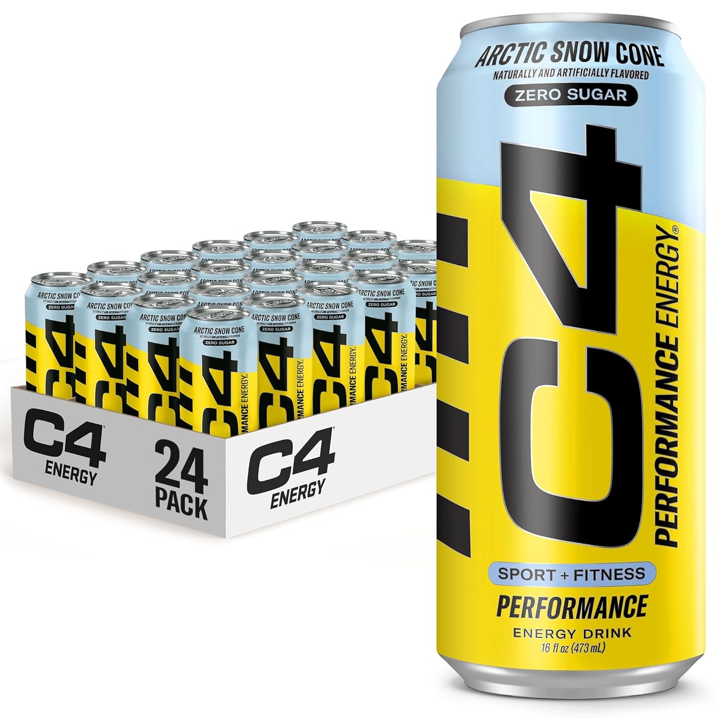 Cellucor C4 Energy Drink, Skittles, Carbonated Sugar Free Pre Workout Performance Drink with no Artificial Colors or Dyes, 16 Oz, Pack of 24