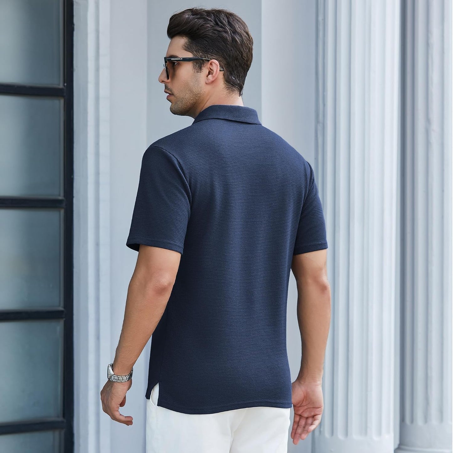 WARHORSEE Golf Polo Shirts for Men Short Sleeve Wrinkle Free 4 Way Stretch Moisture Wicking Performance Collared Tshirts
