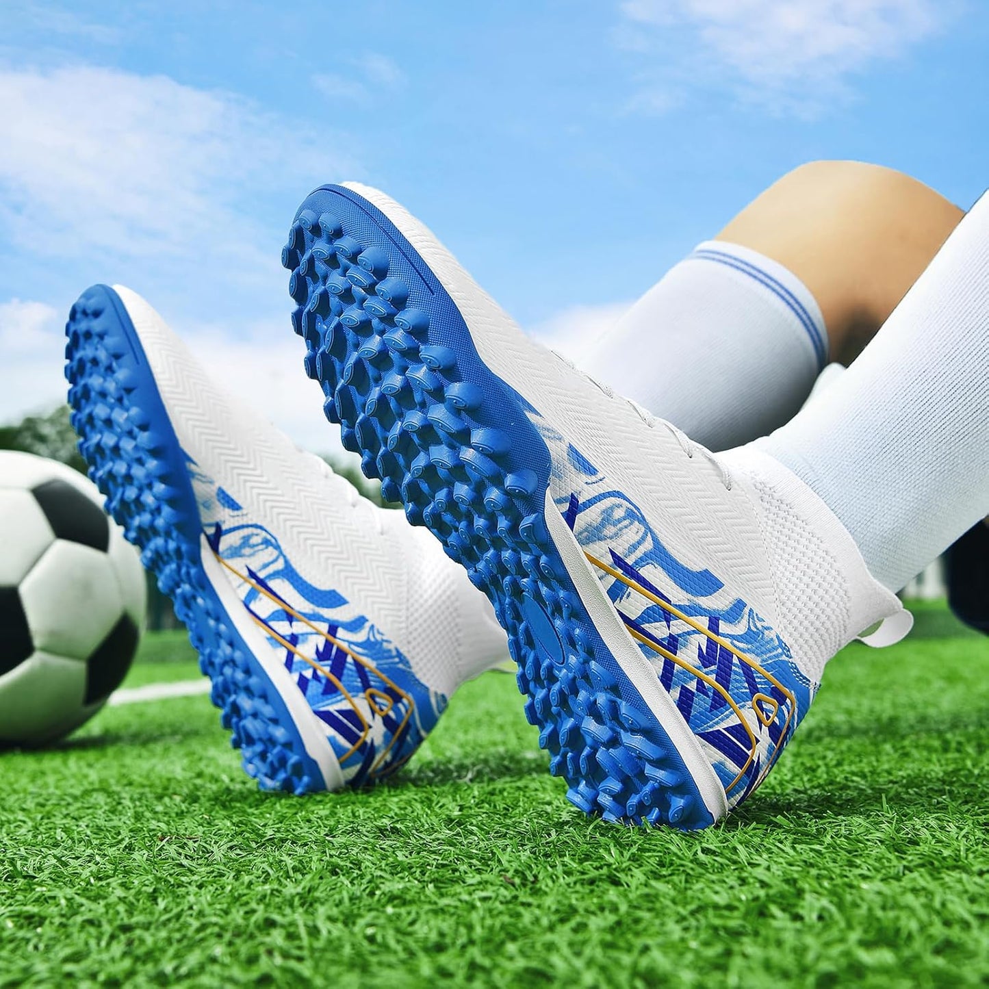 Indoor Soccer Cleats Mens Womens Turf Soccer Cleats Wide Socer Shoes FG AG TF High Ankle Football Boots