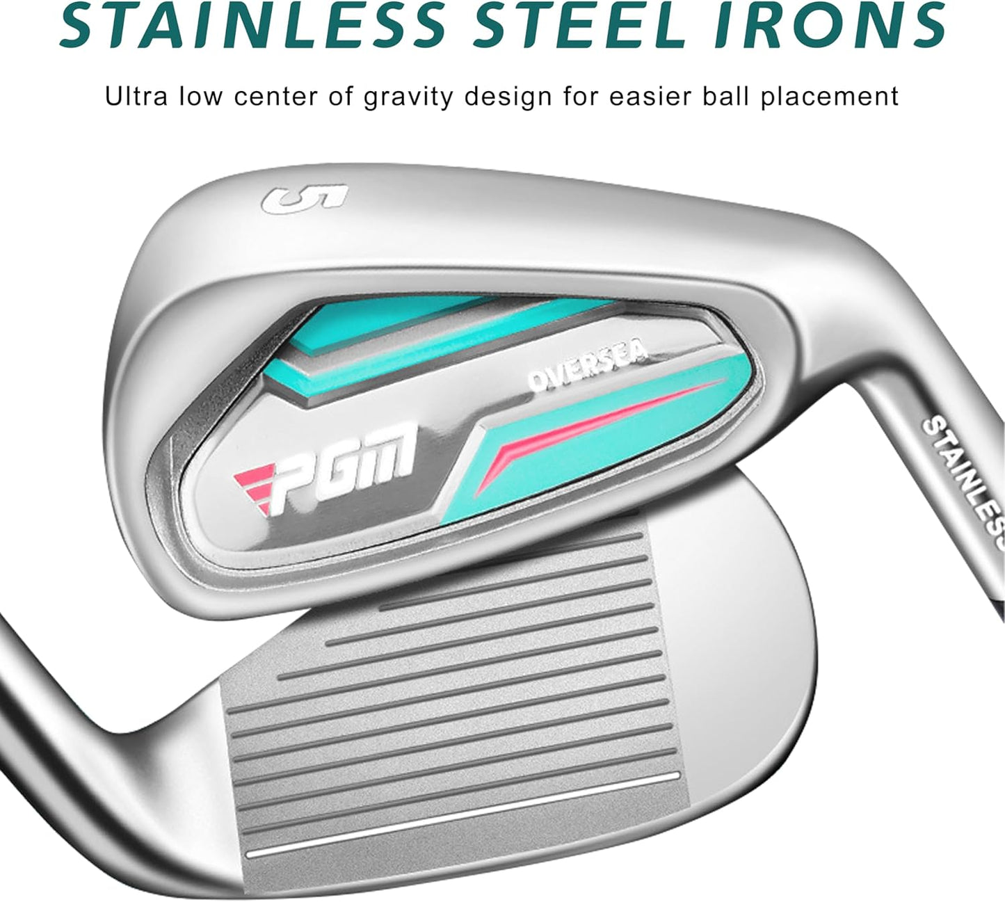 PGM Women's Oversea 9/12 Pieces Complete Golf Club Set with High-Strength Thin Face Design 460cc Driver