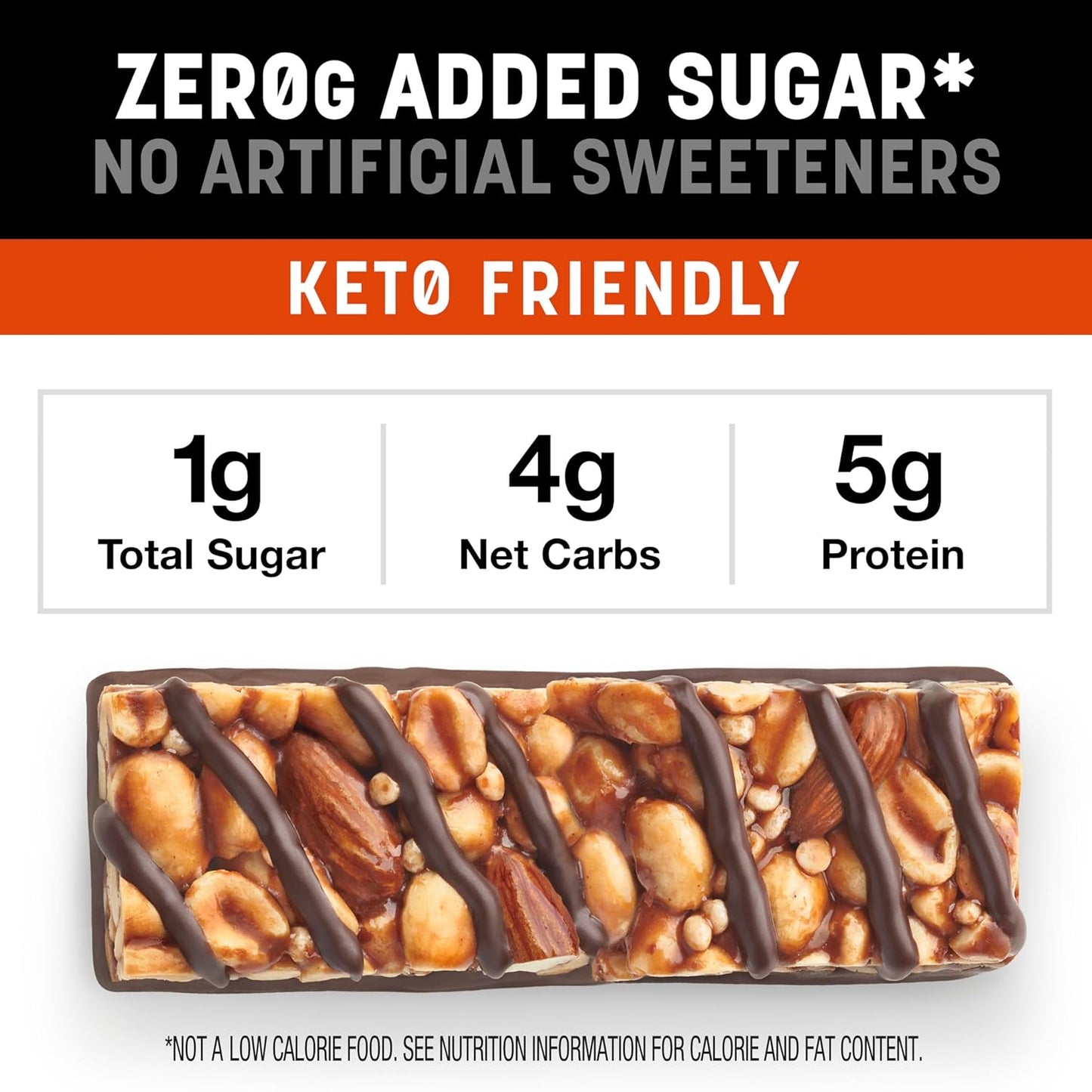KIND ZERO Added Sugar Bars, Peanut Butter Dark Chocolate, Keto Friendly Snacks, Gluten Free, 5g Protein, 5 Count (Pack of 2)