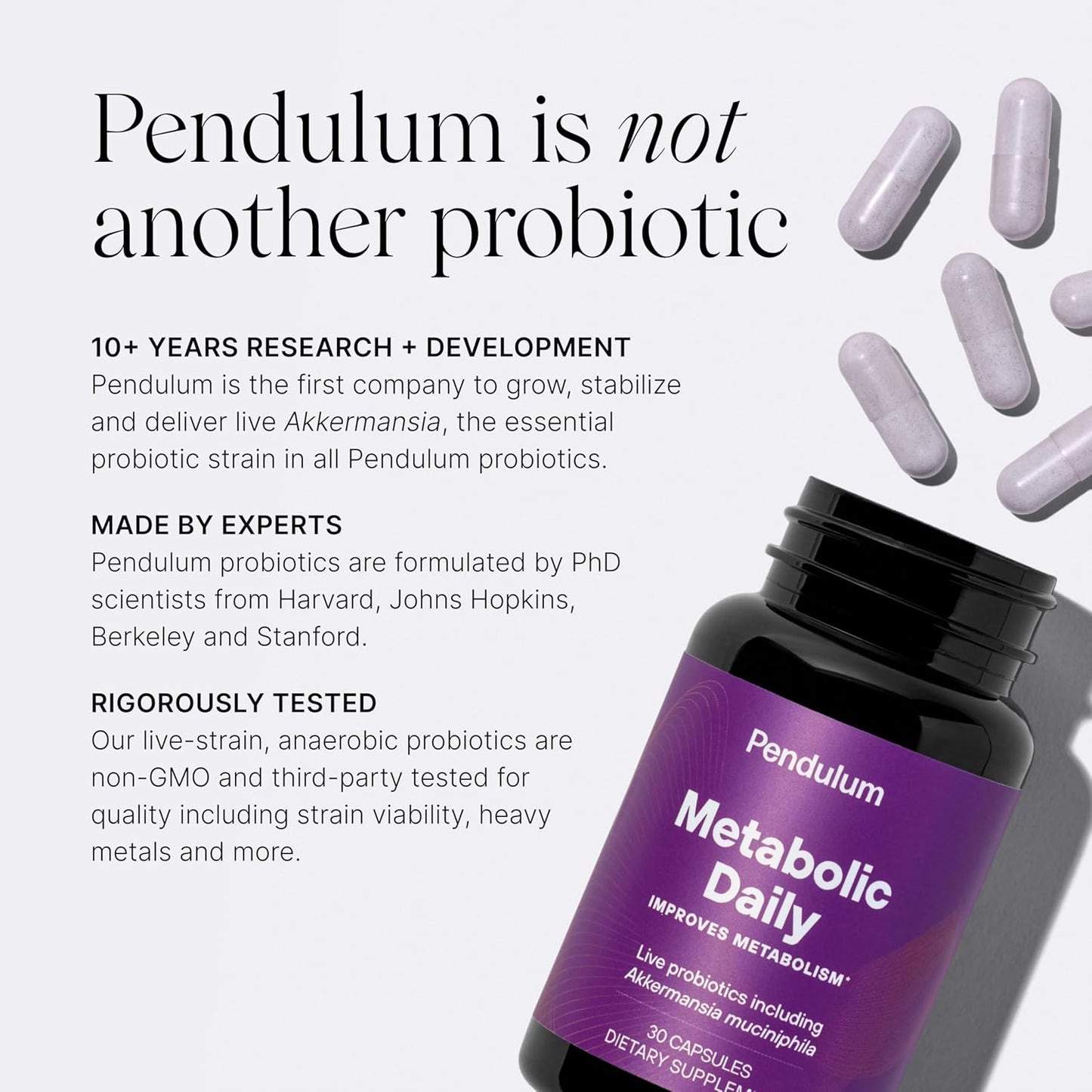 Pendulum Metabolic Daily - Multi-Strain Probiotic with Akkermansia muciniphila to Support Metabolism and Sustain Energy Levels - for Women and Men - 90 Capsules (1 Pack)