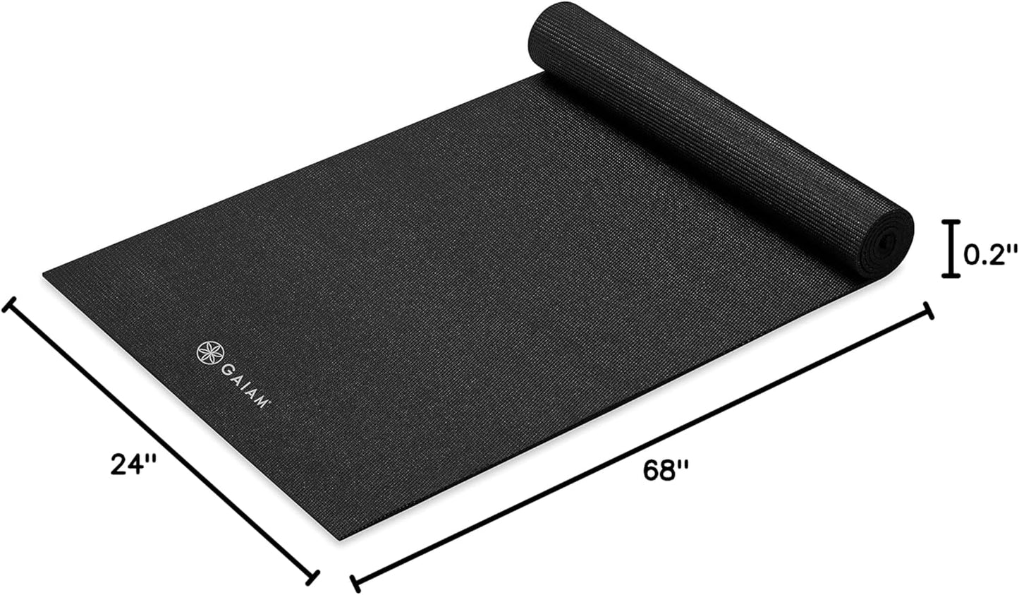 Gaiam Yoga Mat - Premium 5mm Solid Thick Non Slip Exercise & Fitness Mat for All Types of Yoga, Pilates & Floor Workouts (68" x 24" x 5mm)