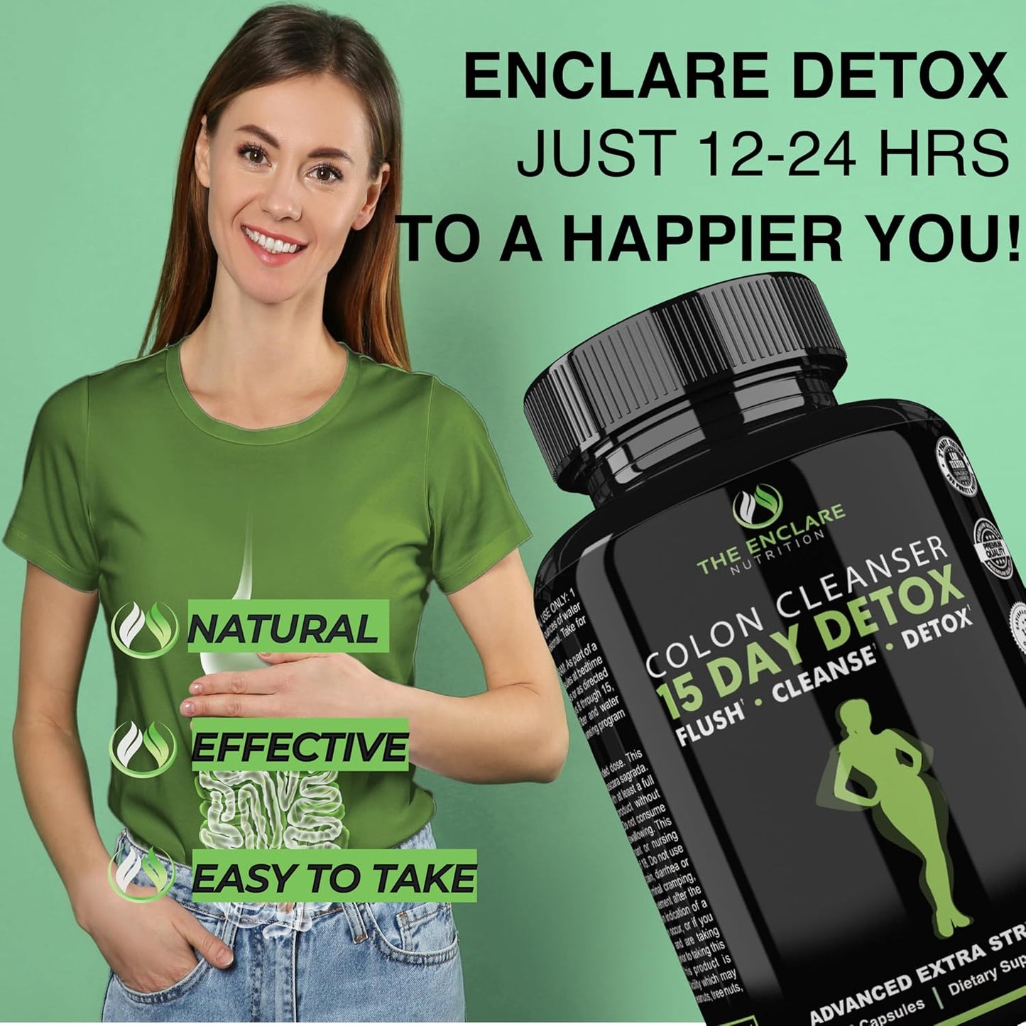 THE ENCLARE NUTRITION 15 Day Detox Cleanse for Weight Loss. Advanced Gut Support for Women & Men. Colon Cleanse Laxatives for Constipation & Bloating Relief. Gut Cleanse Probiotic Diet Pills 60ct (2)