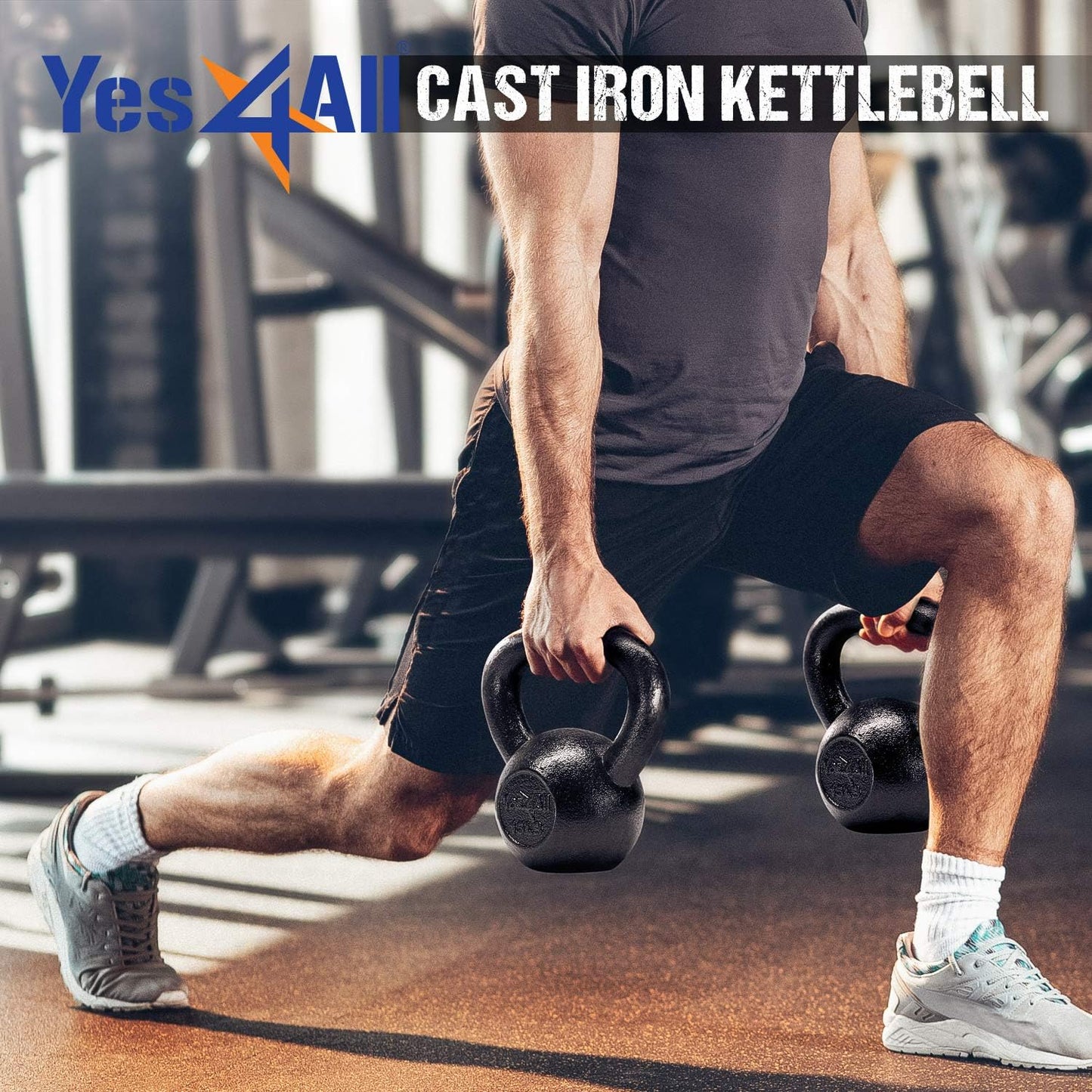 Yes4All Kettlebell Cast Iron Sets 5 - 10 - 15 - 20 - 25 - 30 lbs, Multi-Level from Beginners to Pros Kettlebell Set for Strength Training & Home Gym Equipment