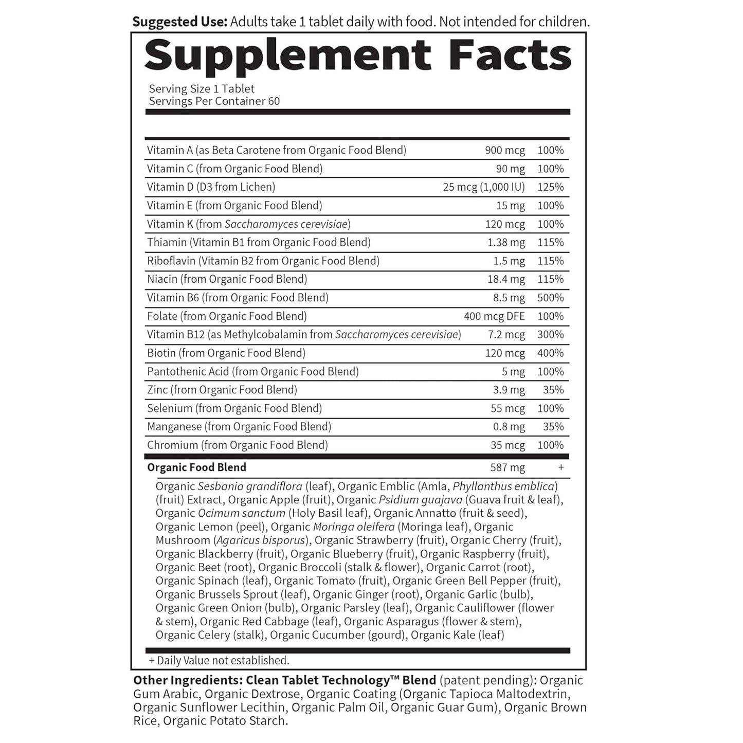 Garden of Life Once Daily Whole Food Multivitamin for Men, Organic Mens Vitamins & Minerals, Vitamin C, Zinc, Vegan, for Health & Well-Being, 60 Tablets