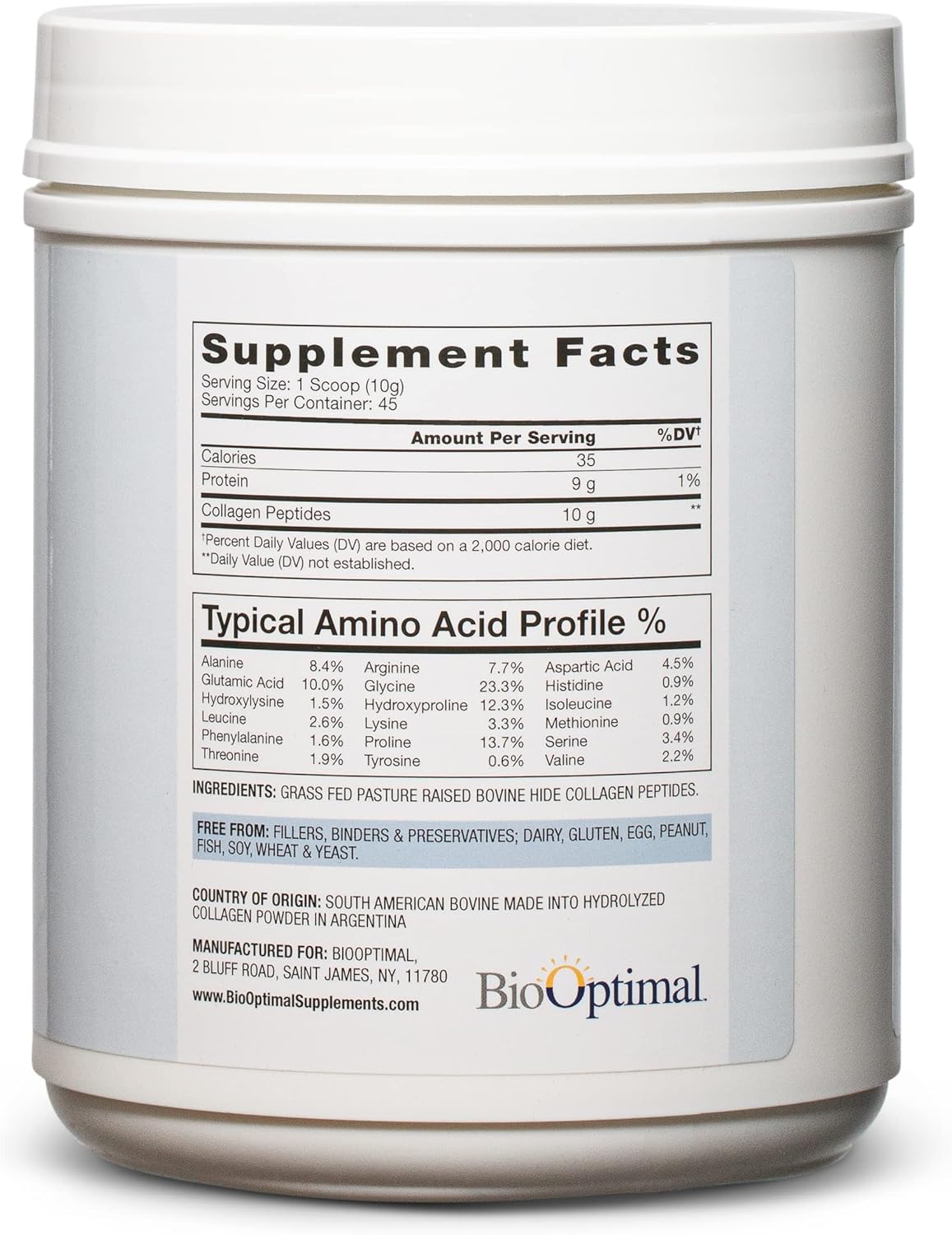 Collagen Peptides Powder - Grass-Fed, Pasture-Raised Hydrolyzed Protein Supplement for Skin, Hair, & Nails - Non-GMO, Zero Sugar Daily Supplement for Men & Women (45 Servings)