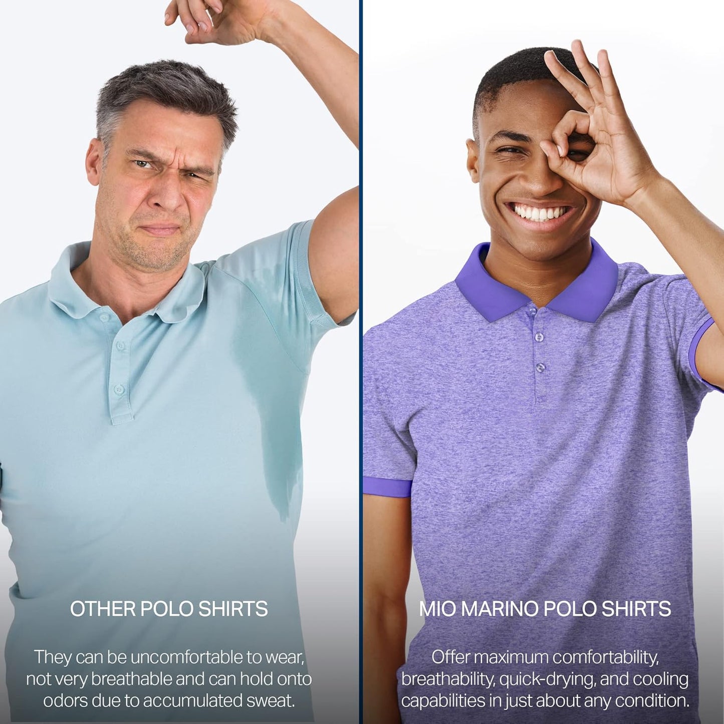 Mio Marino Golf Polo Shirts for Men - Dry Fit - Ultra-Thin Breathable Fabric