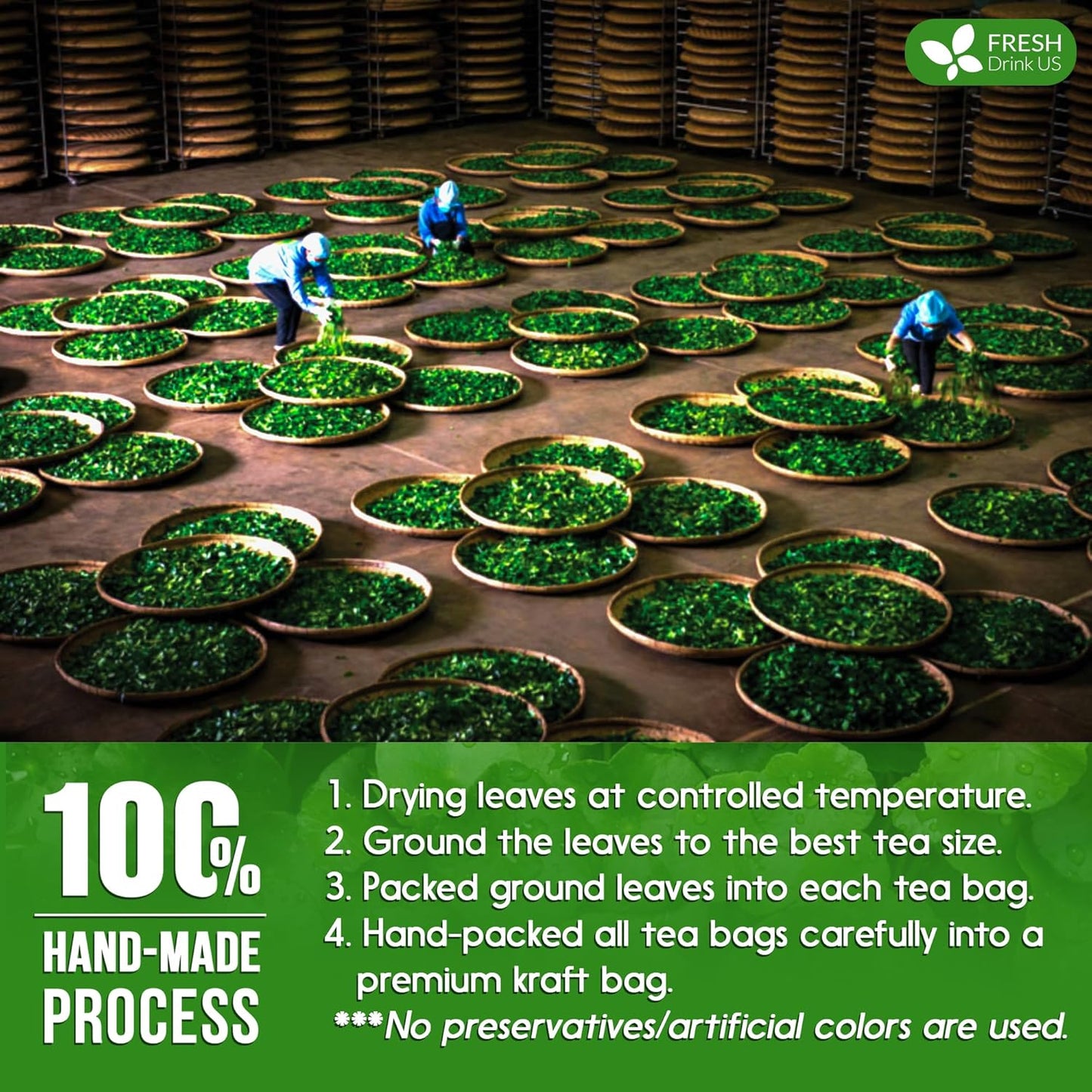 FreshDrinkUS, Premium Gotu Kola Leaf Tea – 40 Tea Bags | Pure Dried Centella Asiatica Leaves | Naturally Caffeine-Free Herbal Tea | Refreshing Aroma & Smooth Taste | Premium Herbal Infusion. Vegan