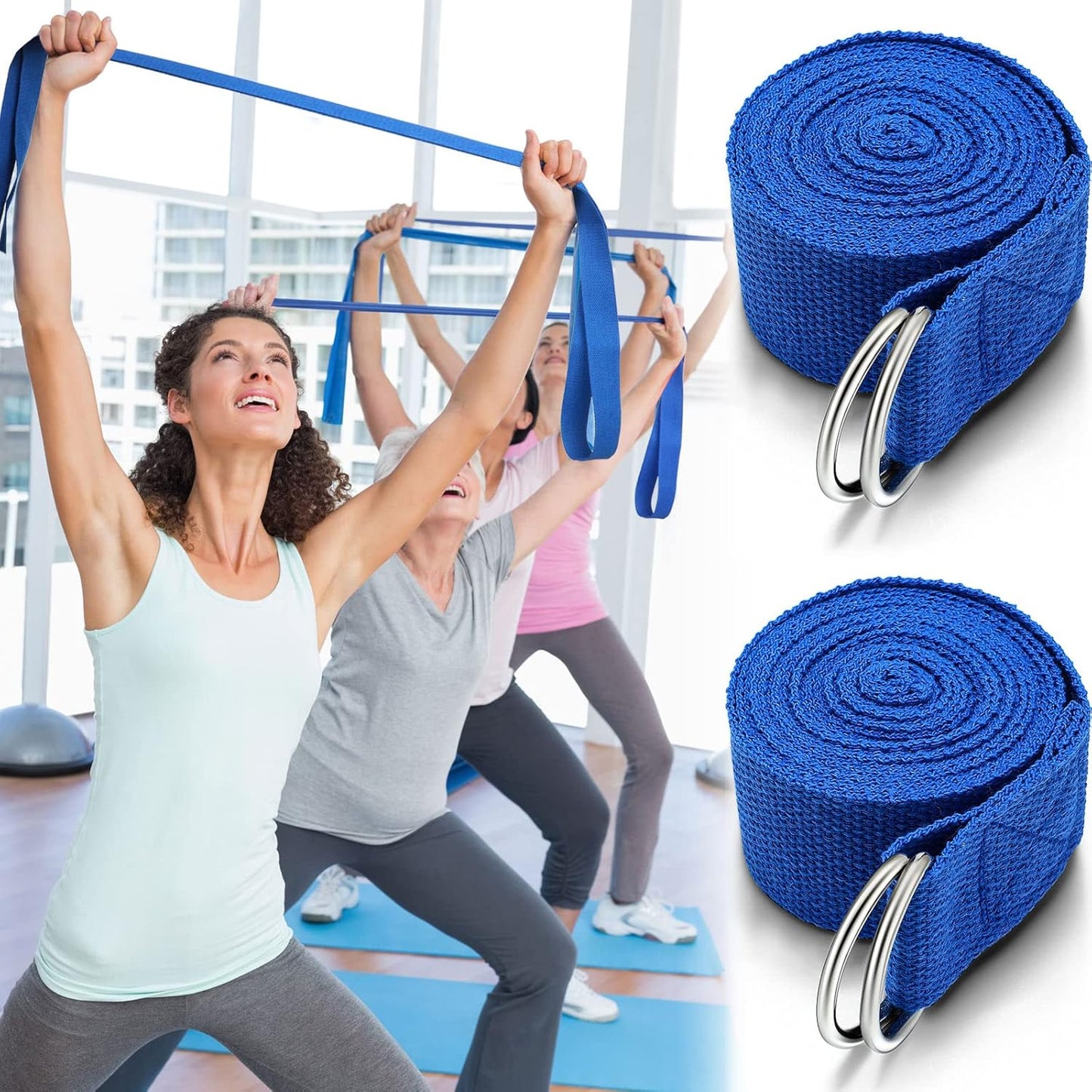 6 Pcs Yoga Strap for Stretching 8 Ft Yoga Exercise Adjustable Straps Bands with Safe Adjustable D Ring Buckle for Pilates Gym Workouts Fitness Improves Sitting Posture