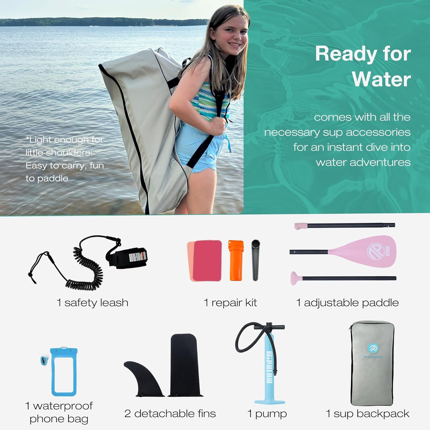 Niphean Inflatable Stand Up Paddle Board with SUP Accessories, Anti-Slip EVA Deck, 10’6’’ Inflatable Paddle Boards for Adults & Youth of All Skill Levels