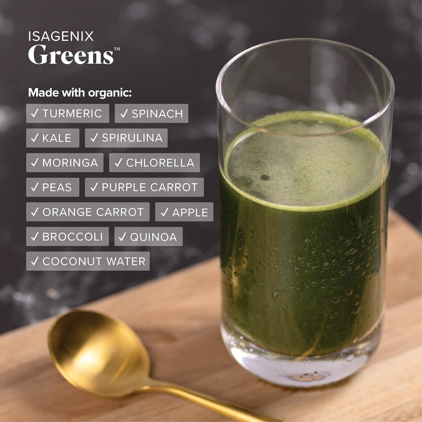 Isagenix Moringa Greens - Green Drink Powder with Antioxidants & Superfoods - Nutritional Supplement - Made with Non-GMO, Whole-Food Vegetables - 10.6 oz (30 Servings)