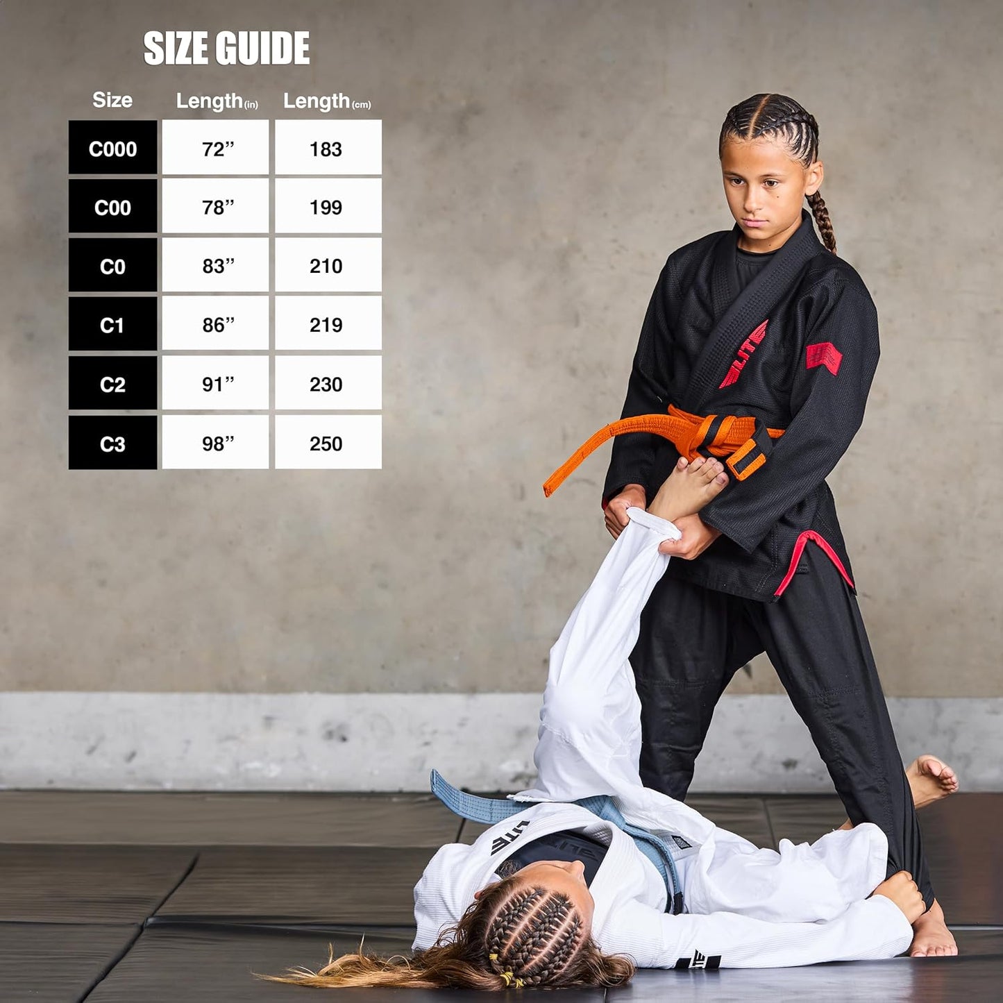 Elite Sports Kids Brazilian Jiu Jitsu Belts Preshurunk Martial Arts Youth BJJ Belts for Girls & Boys with BJJ Ranking Stripes